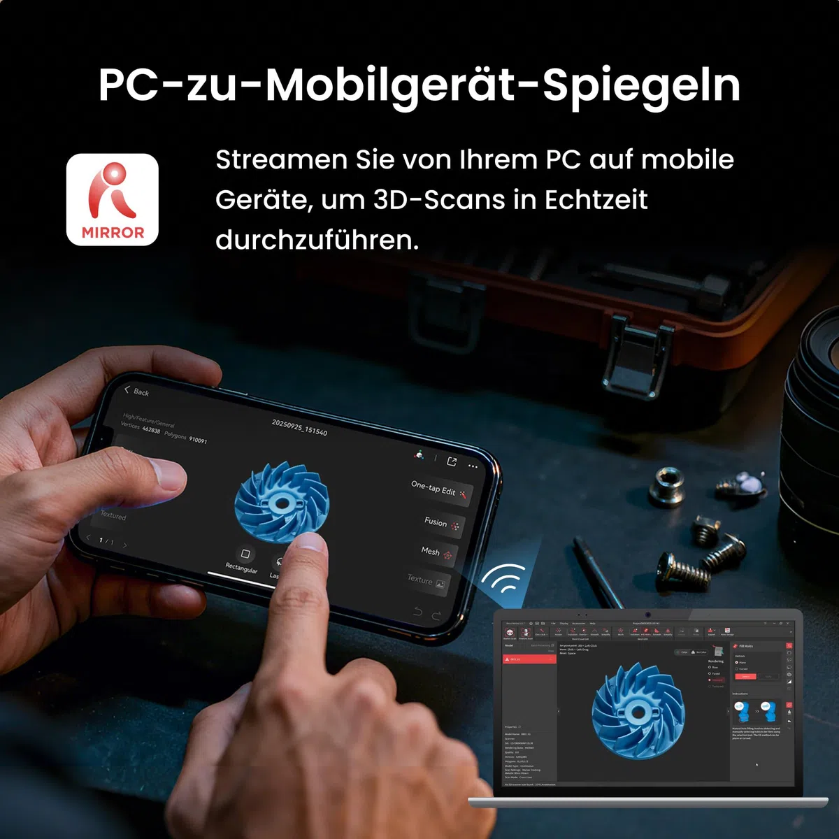 Revopoint MetroX Pro 3D-Scanner für 3D-Druck, industrielle Präzision von 0,01 mm, 4 Scanmodi, interaktive Bildschirmfreigabe, Vollfarbe, für Reverse Engineering und digitale Modellierung, STANDARD