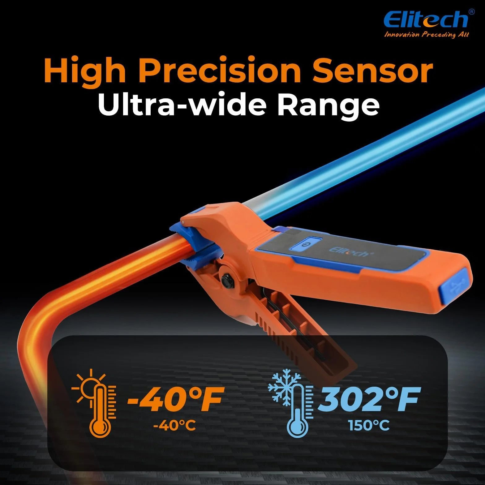 Elitech IPT-01 Drahtlose Temperaturklemme – T-Typ Thermometer mit Bluetooth-App, Datenaufzeichnung & Fernüberwachung – HVAC-Temperaturfühler für digitale Manifold-Messgeräte