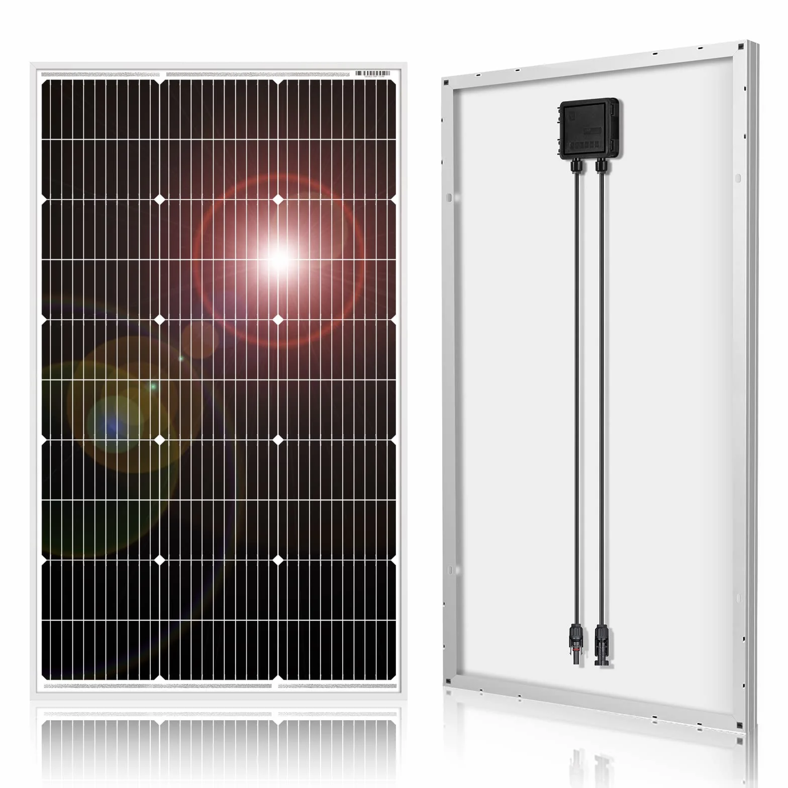 DOKIO 100W 18V Solarpanel Monokristallin - Solarmodul 100 Watt für 12V Batterien ideal für Wohnmobil, Camping, Gartenhaus