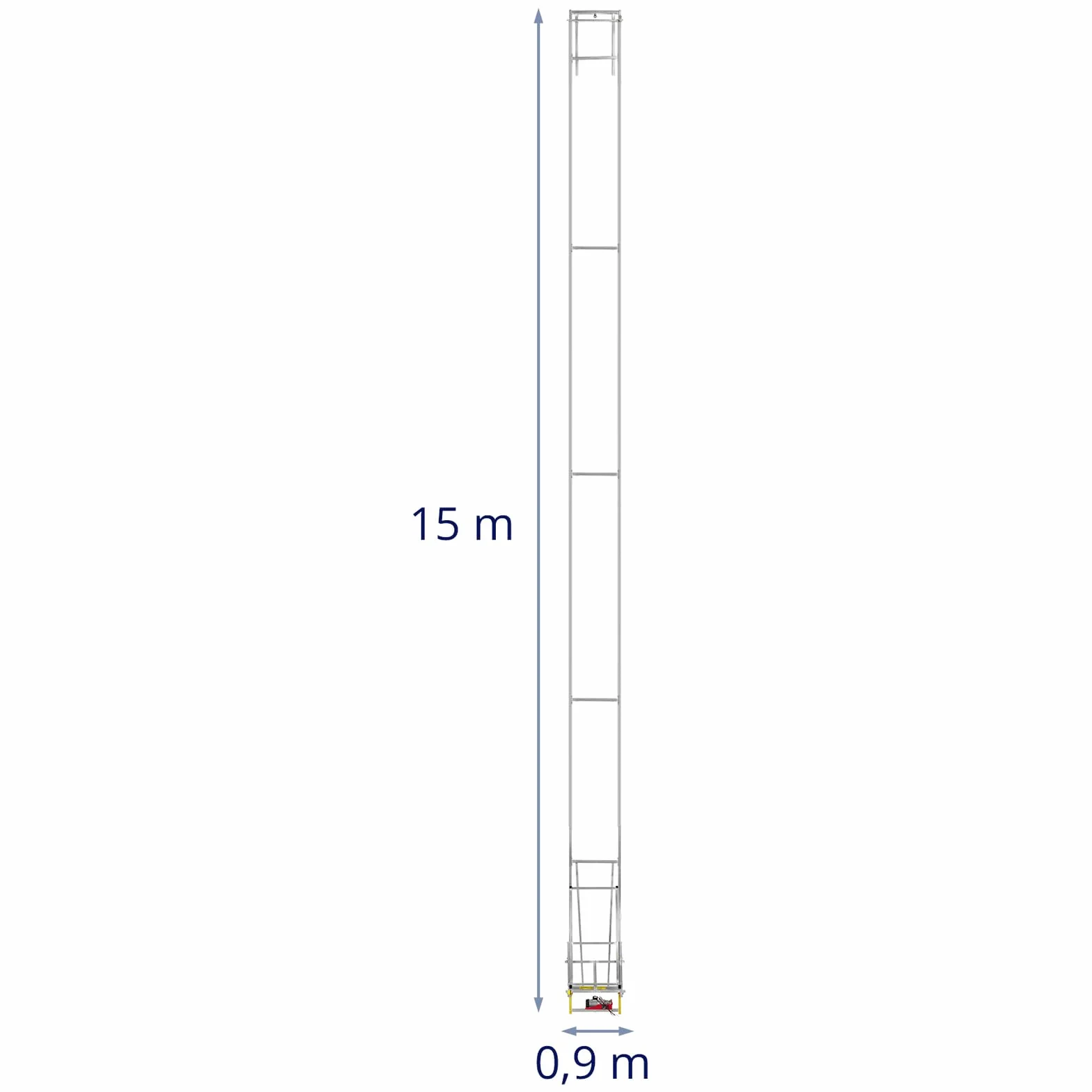 MSW Dachdecker-Aufzug 15 m bis 200 kg 1500 W 12 m/min 150 x 70 cm auch für Flachdach kabelgebundene Fernbedienung (5 m) Bauaufzug Leiterlift Leiteraufzug Dachaufzug