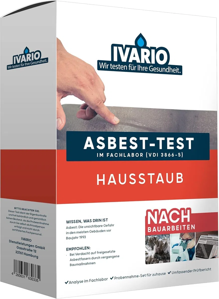 IVARIO Asbest-Test Raumluft im Fachlabor + Probenahme-Asbest-Schutz-Set. Größe M