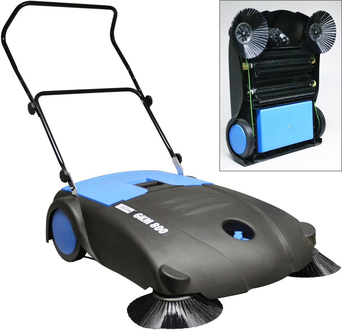 Güde Kehrmaschine GKM 800 (Kehrbreite 800 mm, Flächenleistung 3200 m²/h, abnehmbarer Schmutzbehälter 30 l, manueller Antrieb, Lenkrolle, klappbarer Fahrbügel)