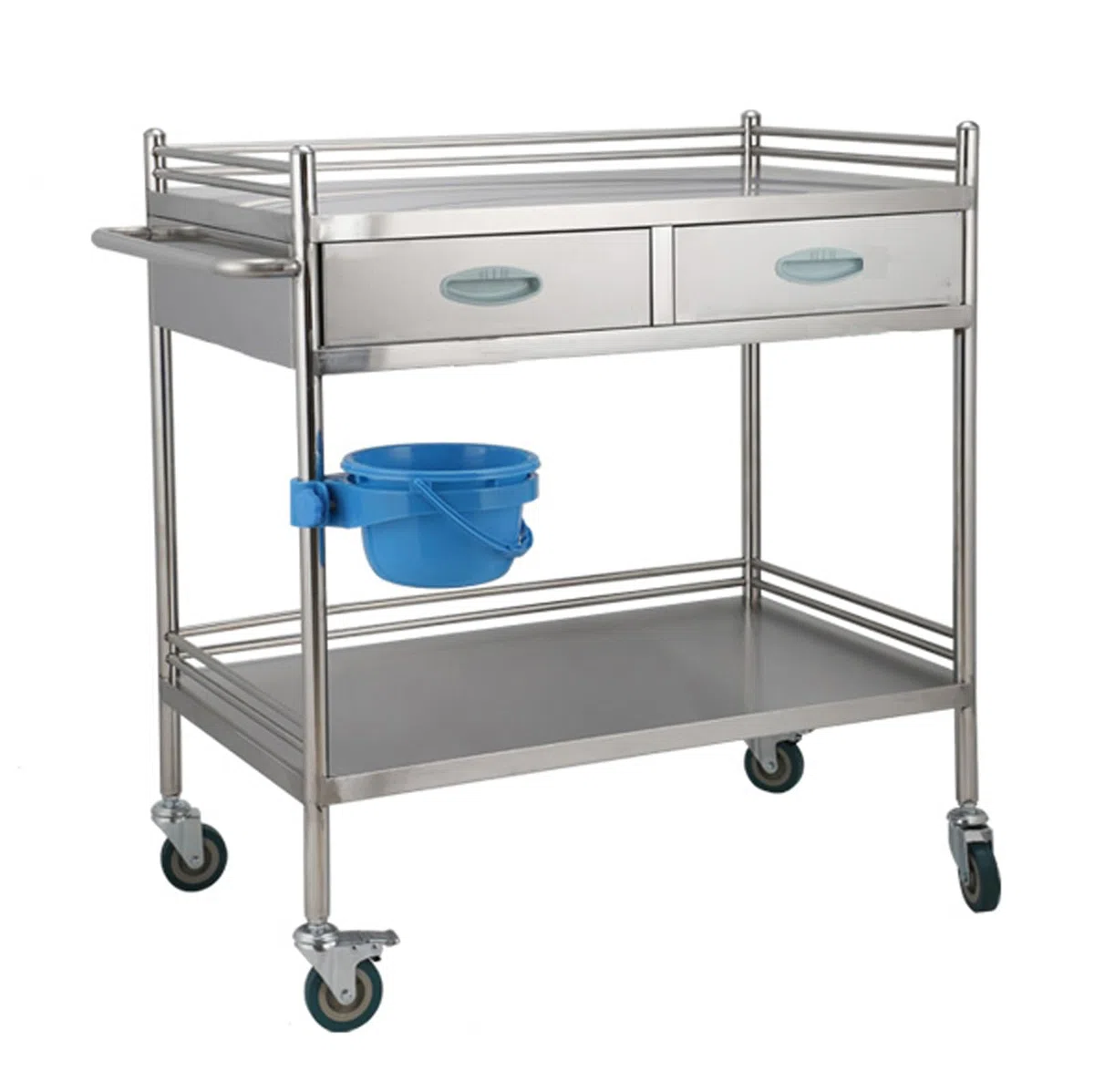 2-stufiger Medizinischer Laborwagen mit Schublade Edelstahl-rollwagen Für Medizinische Laborgeräte Wagenwagen Für Laborkrankenhauskliniken Maximale Belastung 100kg