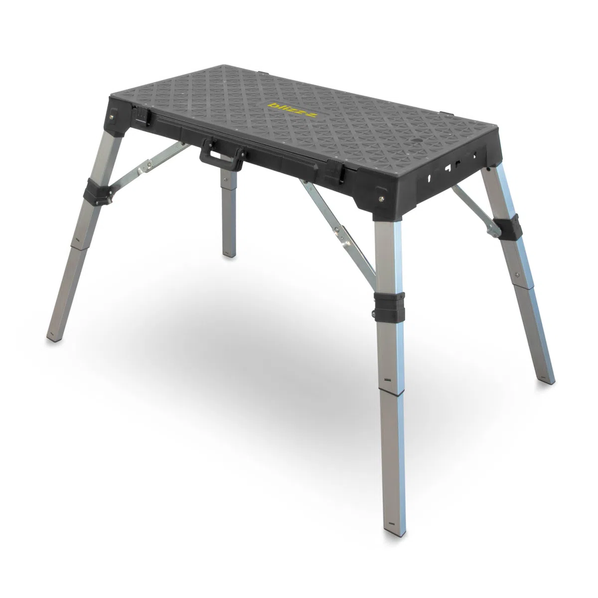 blizz-z 4-in-1 Multifunktions Arbeitstisch Maße 98 x 52 cm | verstellbar klappbar tragbar | universell als Werkbank, Transportroller & Werktisch einsetzbar | für komfortables rückenschonendes Arbeiten