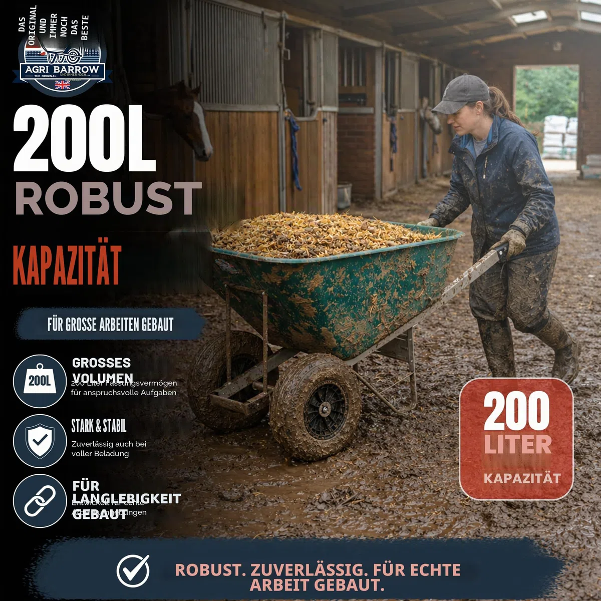 Schubkarre Twin 200 Liter Kunststoffwanne pannensichere Reifen (Rosa)