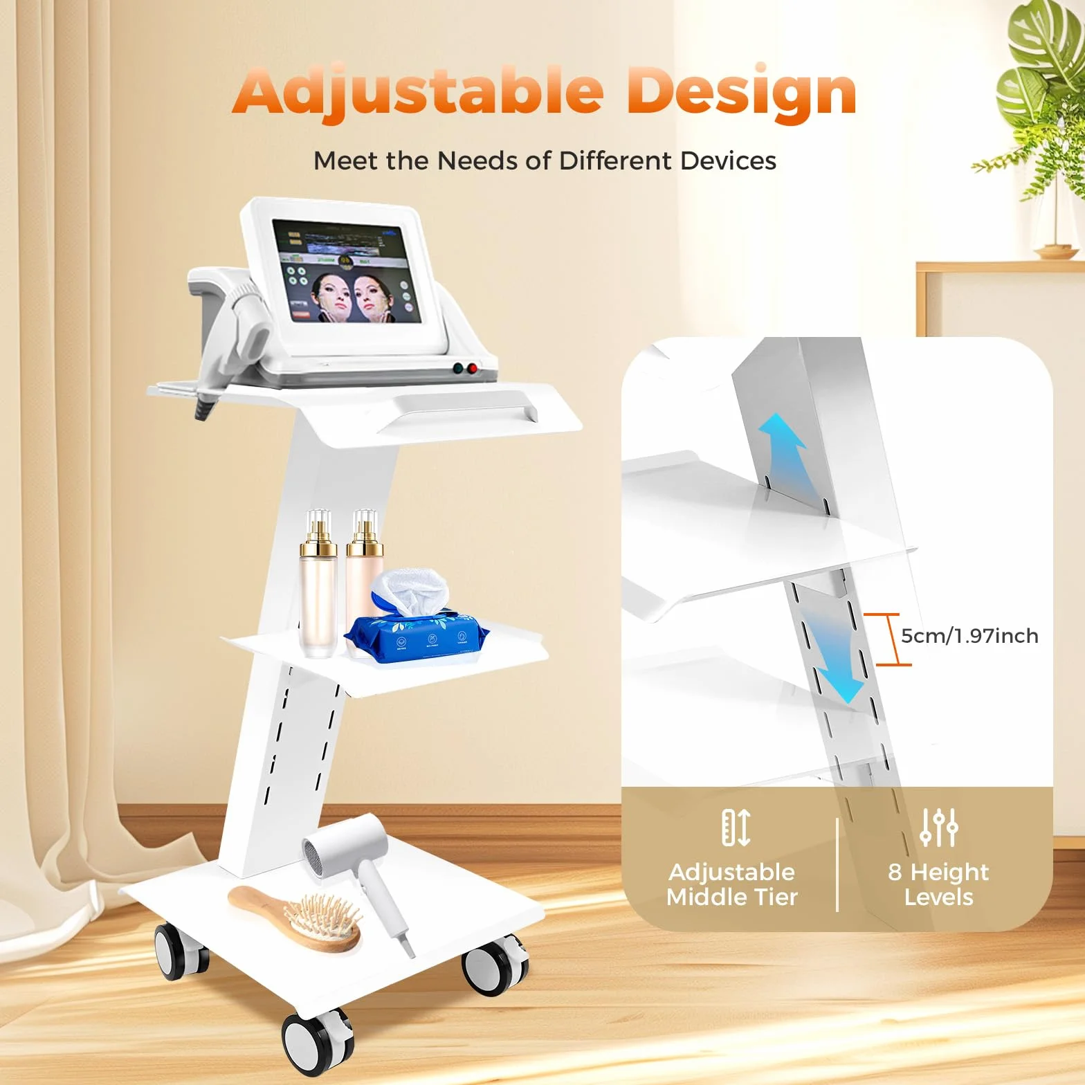 Rollwagen Medizinisch GeräTewagen, Dental Gerätewagen, Tragbar Gerätewagen mit Steckdose bequem,Rollender Klinikwagen mit Instrumentenablage