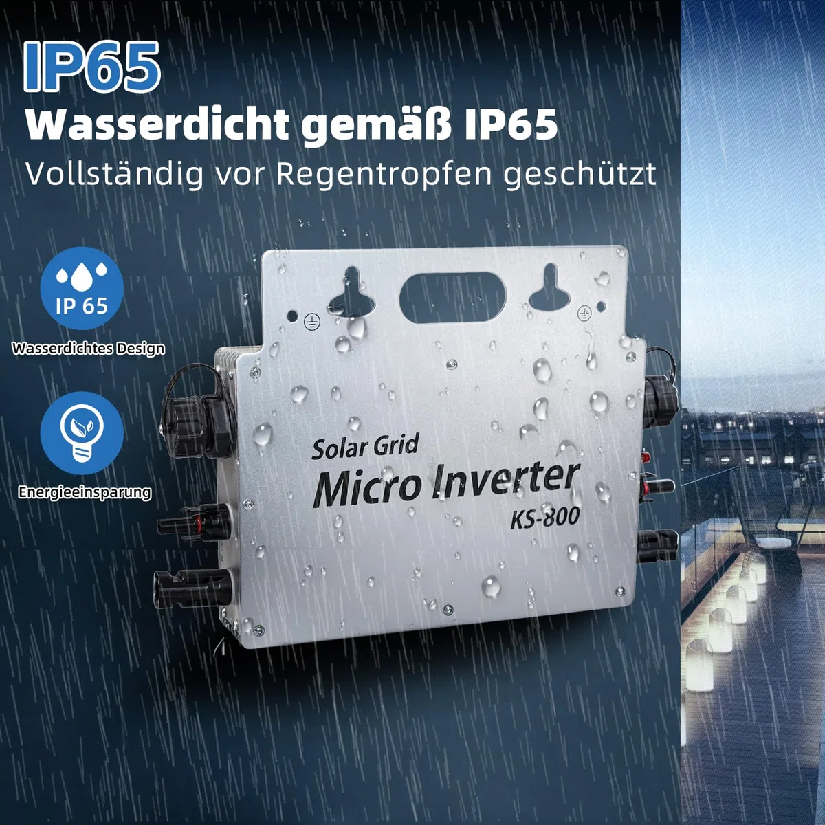 Wechselrichter 800w - Wechselrichter IP65 Wasserdicht - Wechselrichter Solar Mit WLAN APP Für 2 Solarmodule Für Balkonkraftwerk, Wechselrichter Balkonkraftwerk 190-270V AC, Silber