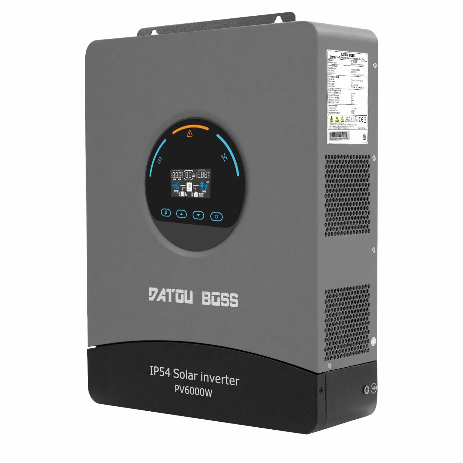 DATOUBOSS 6000W Hybrid Solar Wechselrichter 48V, Reiner Sinus, integrierter 120A MPPT, Blitz- und Wasserschutz, batterieloser Start, für Off-Grid Solarstrom (48V 6000W)