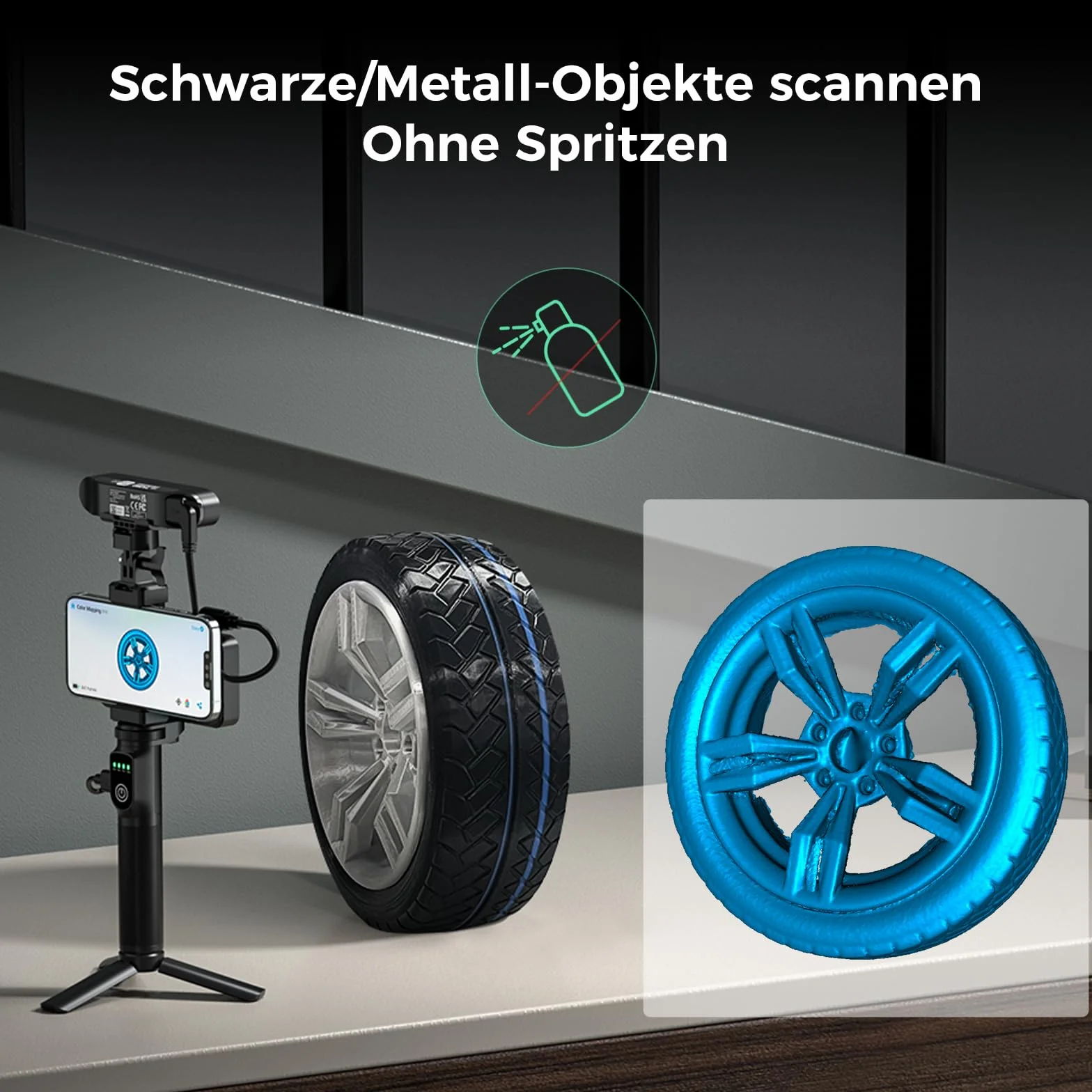 Creality CR-Scan Ferret Pro 3D-Scanner, Drahtlos, 0,1 mm Genauigkeit, Vollfarbscan 24-Bit, Anti-Shake Tracking, WiFi6 für iOS/Android/PC/Mac – Inkl. Powerbank-Stativ & Tragetasche
