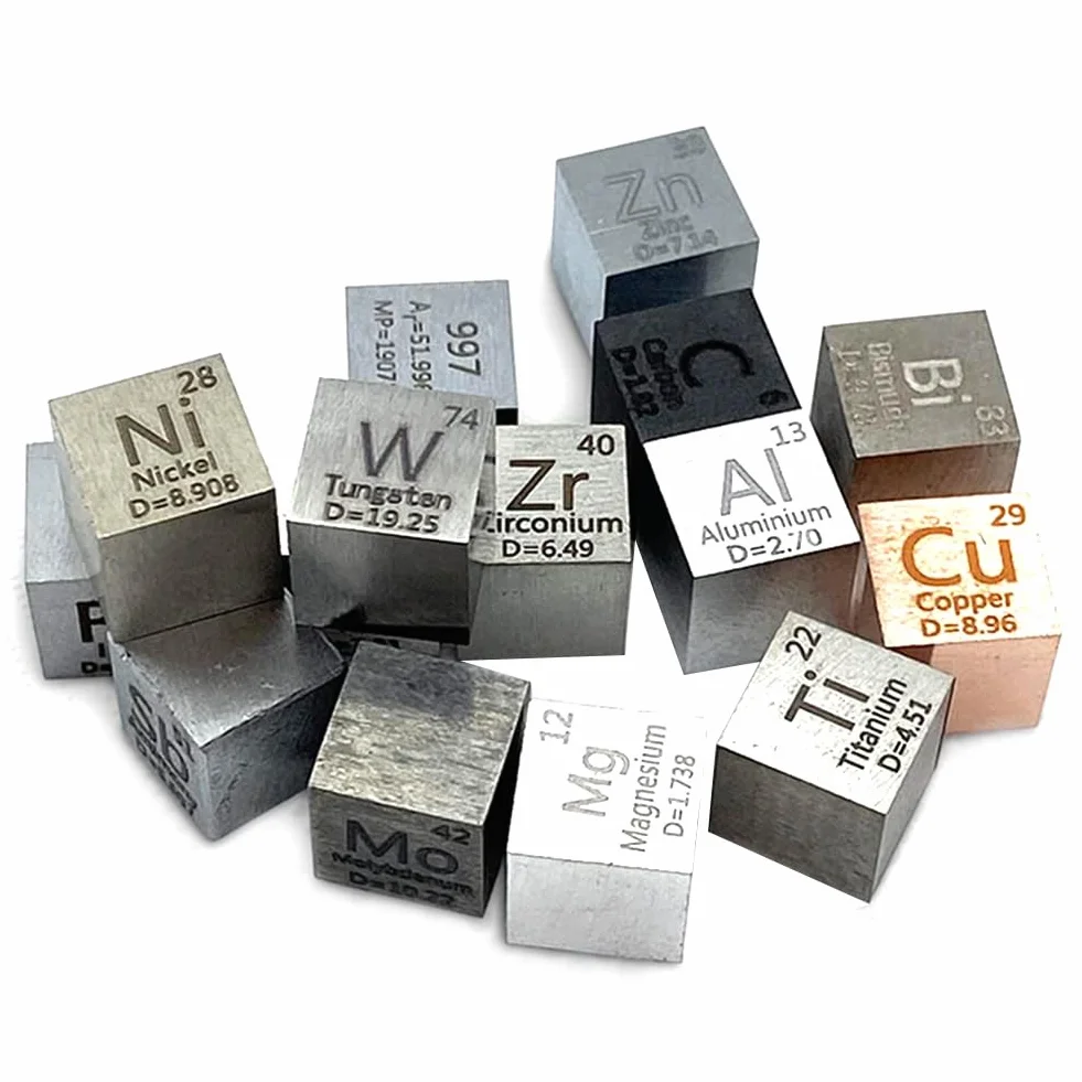 15-Teiliges Würfelset Aus Metallelementen – Dichtewürfel-Set für 1 Periodensystem der Elemente – Würfel Aus Reinem Wolfram (10 Mm), Gut Verarbeitet, 99.5%-99.99%