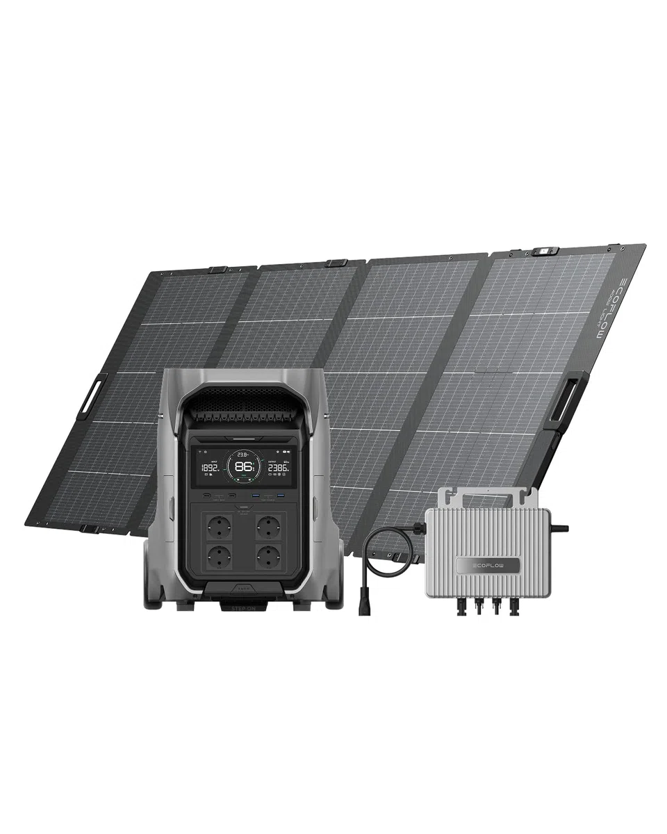 EcoFlow Delta Pro 3 tragbare Powerstation 4096Wh mit 400W Solarpanel, 0% VAT Stream Mikrowechselrichter 800W, 4000W AC Ausgängen, erweiterbar auf 12kWh, für Zuhause, Stromausfall, Reise, Camping