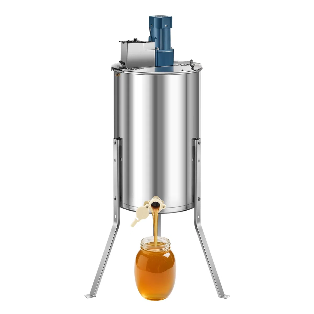 VEVOR Elektrische Honigschleuder, 3-Rahmen-Tangentialschleuder mit transparentem Deckel, 140 W Honigextractor aus Edelstahl, höhenverstellbar, Wabenextraktionsgerät für die Bienenzucht