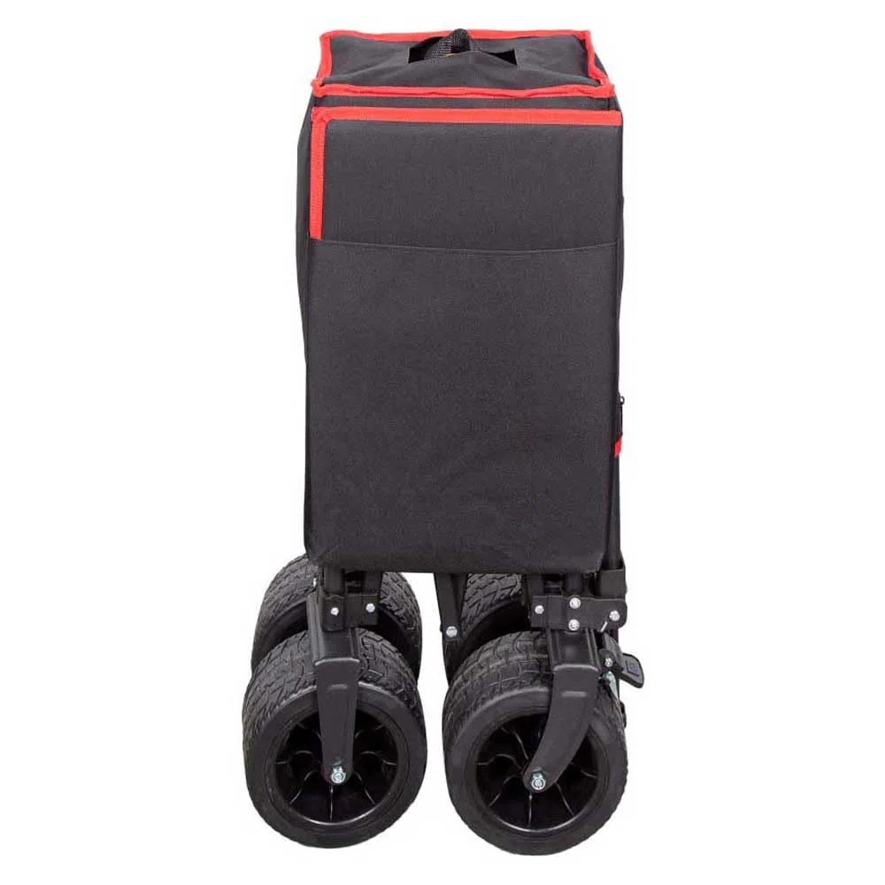 AKTIVE Strandtischwagen, Zum Transportieren von Strand-, Garten- oder Campingzubehör, Schwarz, 100 kg, Stabile 360º Schwenkräder mit Bremse, Mehrwinkelgriff, Tasche, Abdeckungen, Stuhlgestell (62373)