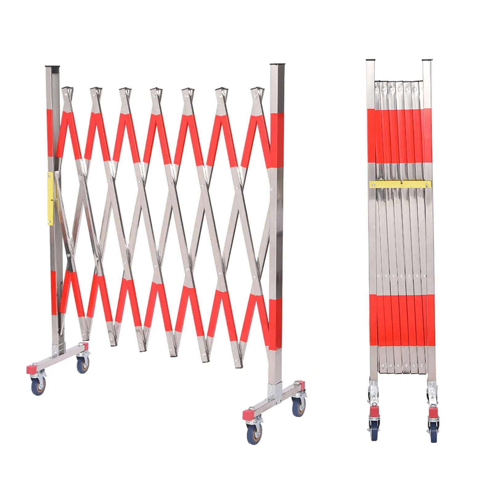 Absperrgitter baustelle, Scherensperre Rostfreie Stähle, Warnwirkung Schrankenzaun Outdoor Sperrgatter 1.2x2.5m, Absperrschere Ausziehbar Mit Abschließbare Riemenscheiben privaten gewerblichen (Rot)