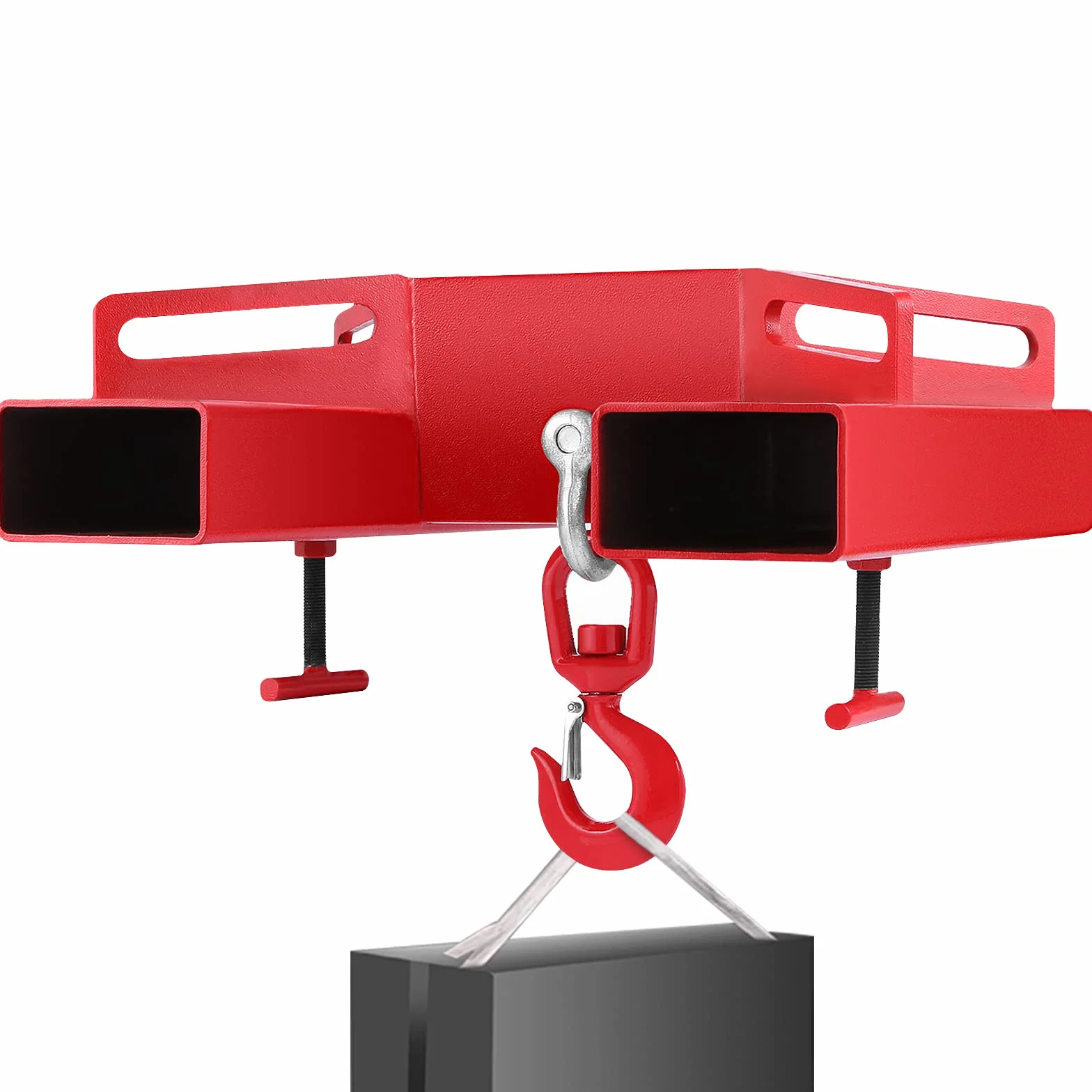 VEVOR 3T Haken Gabelstapler Haken Doppelte Gabel Design, 3000 kg Gabelstapler-Hebehaken Kohlenstoffstahl, 530 x 530 x 170 mm Gabelstapler Hebezeug Schwenkhaken Mobilkran Gabelstapler Anbaugeräte