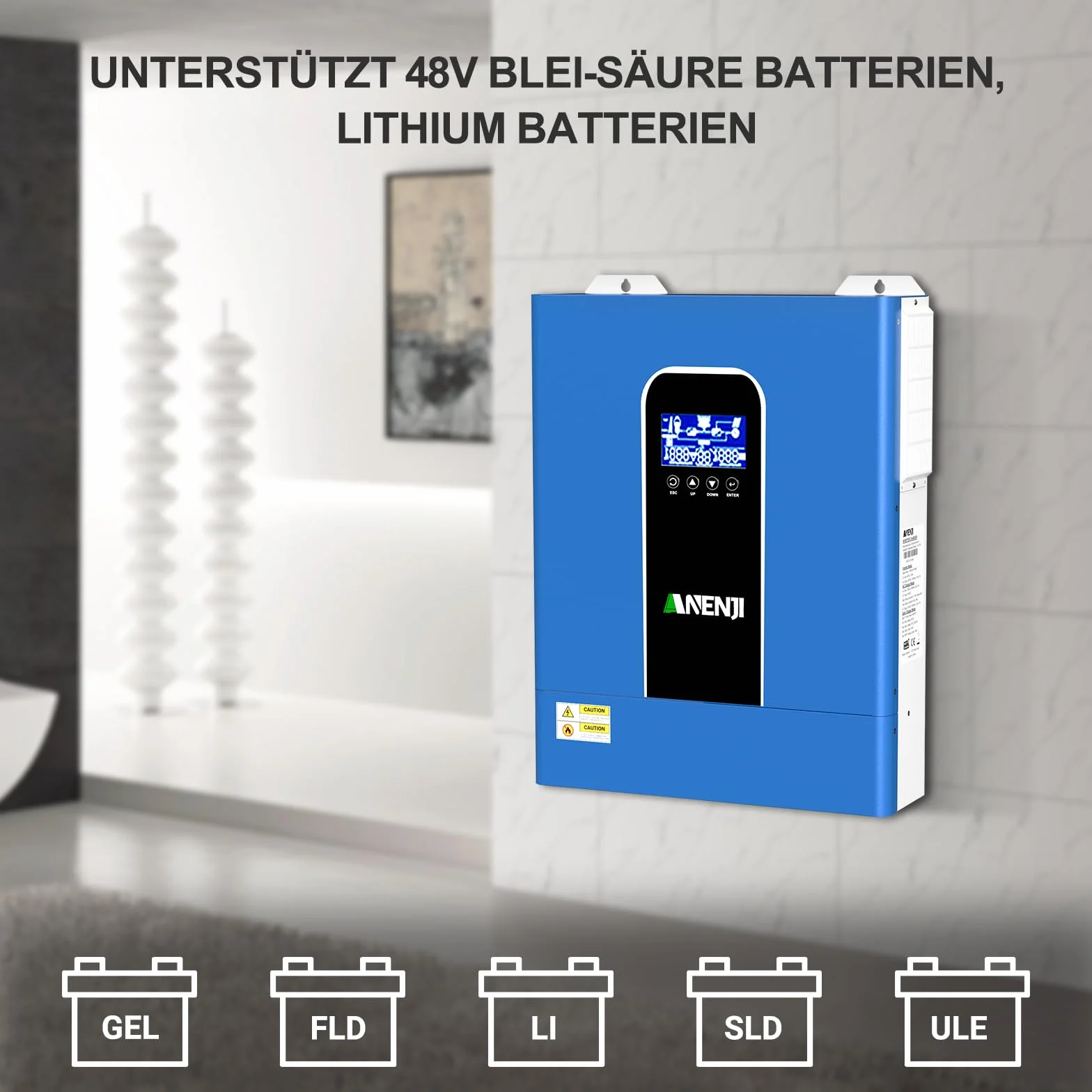 11KW Hybrid Wechselrichter 48V, Parallelfähig für 3-Phasen-Netze (max. 6 Einheiten) DC 48V zu AC 230V, 160A MPPT Solar-Laderegler für Blei- und Lithium-Batterien geeignet für Haushalte
