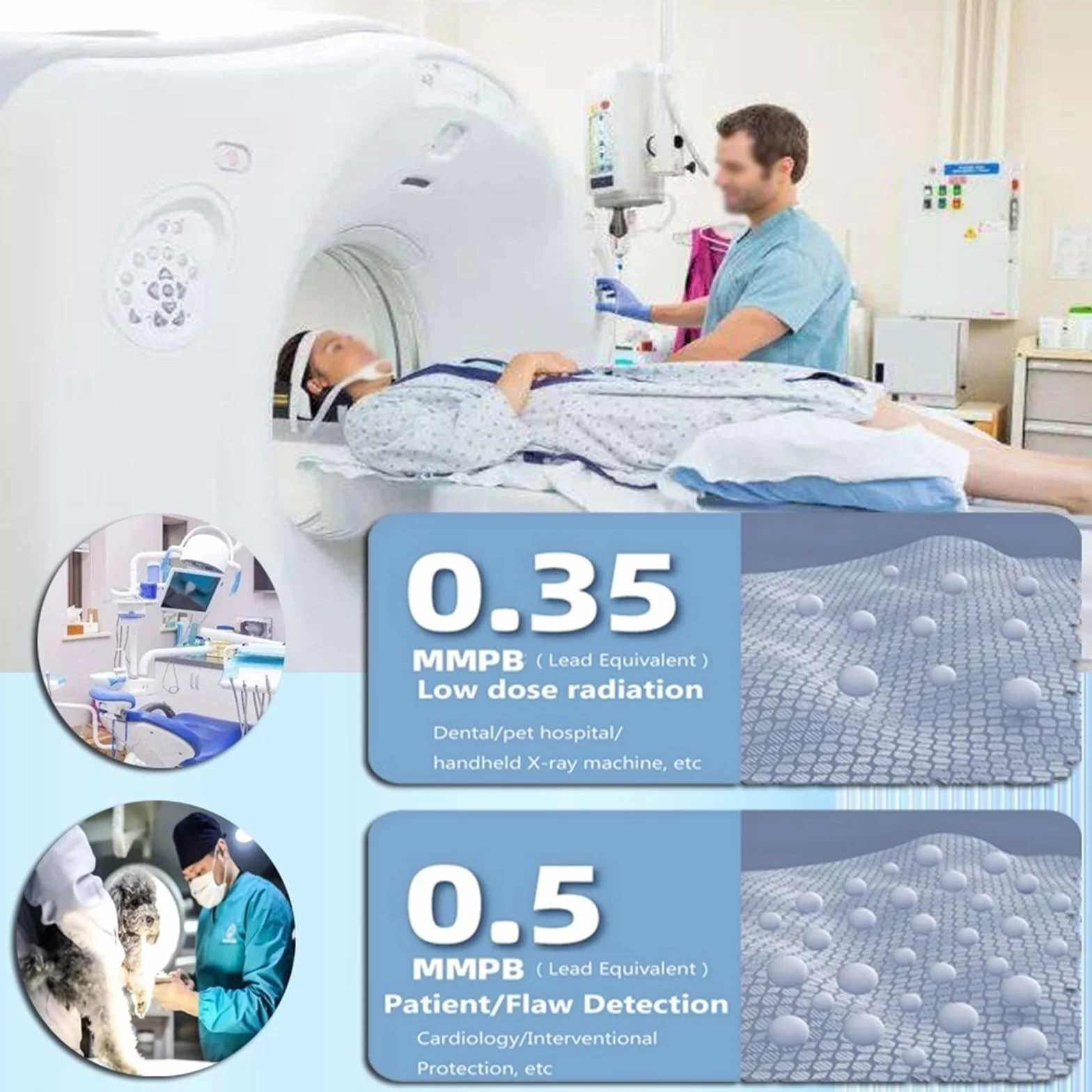 Bleischürze Röntgen-Schilddrüsenschild-Kragen, Dentallabor-Nackenschutz, Bleischutz, Leichter Zahnarzt-Röntgenschild für Erwachsene(0.5 mmpb)