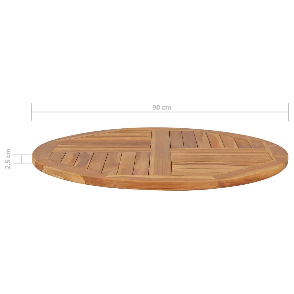 Tidyard Tischplatte Massivholzplatte Holzplatte Ersatztischplatte Holz Platte für Esstisch Esszimmertisch Massivholz Teak Rund 2,5 cm 90 cm