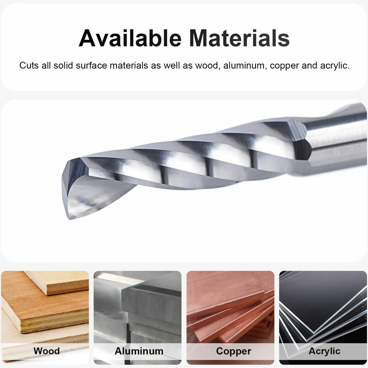 SpeTool 2 Stück Alu Fräser 8mm Schaft Einschneider VHM Fräser 32mm Schnittlänge Hartmetall Schaftfräser CNC Fräser Holz Für Oberfräse für Metall Aluminium Acryl Kunststoff