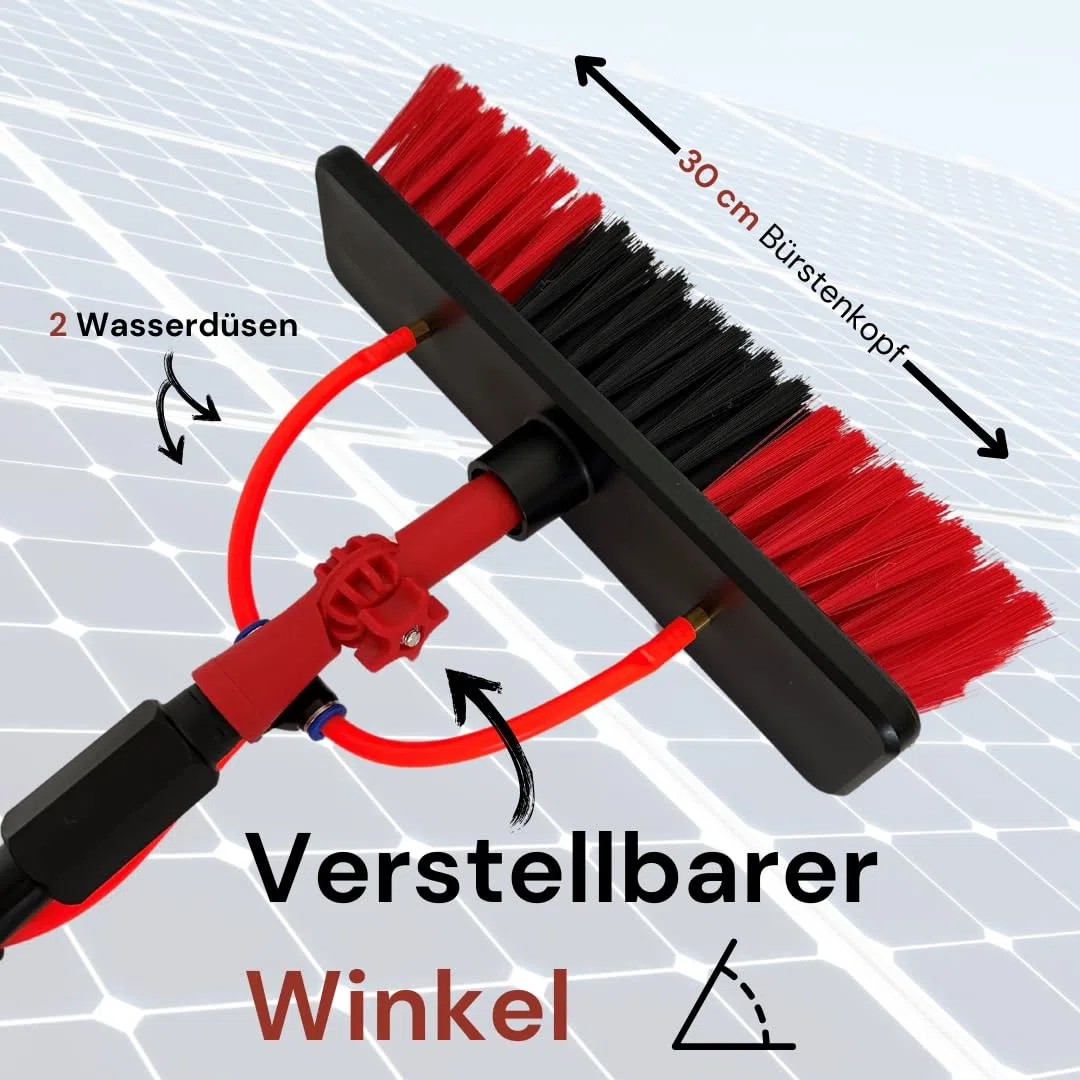 SolarKlar365 Photovoltaik- und Solaranlagen Reiniger | PV Anlage reinigen | Lotuseffekt langanhaltender Schutz, starke und materialschonende Reinigung 5 Liter + Teleskop-Waschbürste