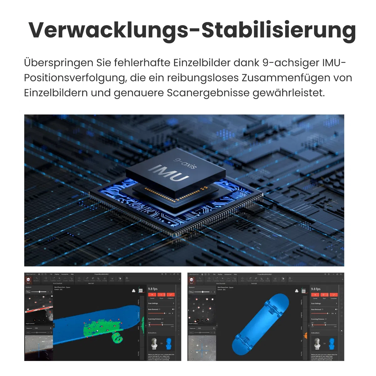 Revopoint POP 3 Plus 3D-Scanner für 3D-Druck, Handscanner mit 0,04mm hoher Präzision, Vollfarbscan für Mittlere Objekte, Quicksurface 30-Tage Testversion, Kompatibel mit Android/iOS/Win/macOS, Premium