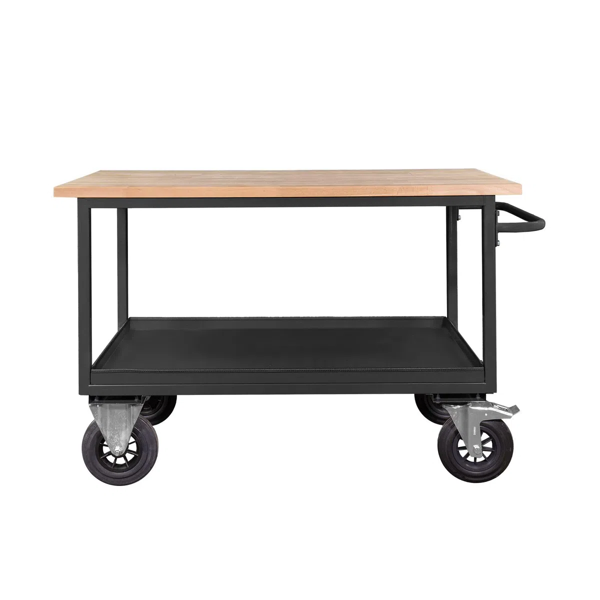 Mobile Werkbank Anthrazit RAL 7016 – 1300 x 600 x 827 mm – 500 kg Traglast – Mobiler Arbeitstisch mit Ablageboden für Werkstatt, Garage & Industrie – Profi Werktisch mit Rollen