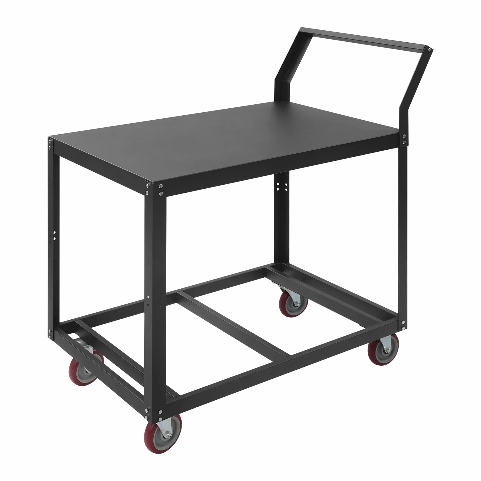 Arbeitstisch mit Rollen 350kg Traglast, Stahl Werkbank Rollwagen Industrie, Schwerlast Transportwagen mit 4 Rädern & 2 Bremsen, Metall Arbeitstisch für Werkstatt, Garage, Garten (Schwarz, 90x60x106cm)
