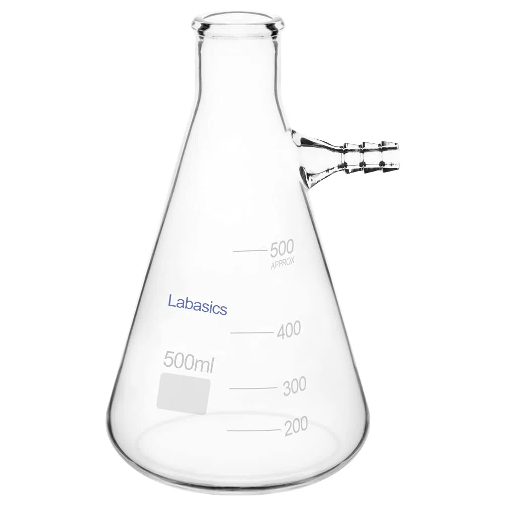 Labasics Glass 500 ml Filterung Fläschchen, Borosilikatglas Glass Filtering Flask, Fläschchen mit Tubulation, 500 ml