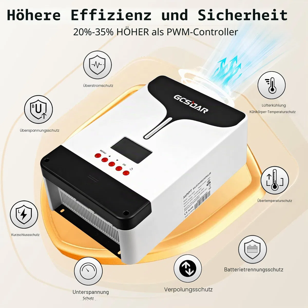 MPPT Laderegler 60A 12V/24V/48V Auto Max PV 150V LCD Display, mit WiFi Adapter App Fernüberwachung Solar Laderegler für Blei Säure LiFePO4 Lithium