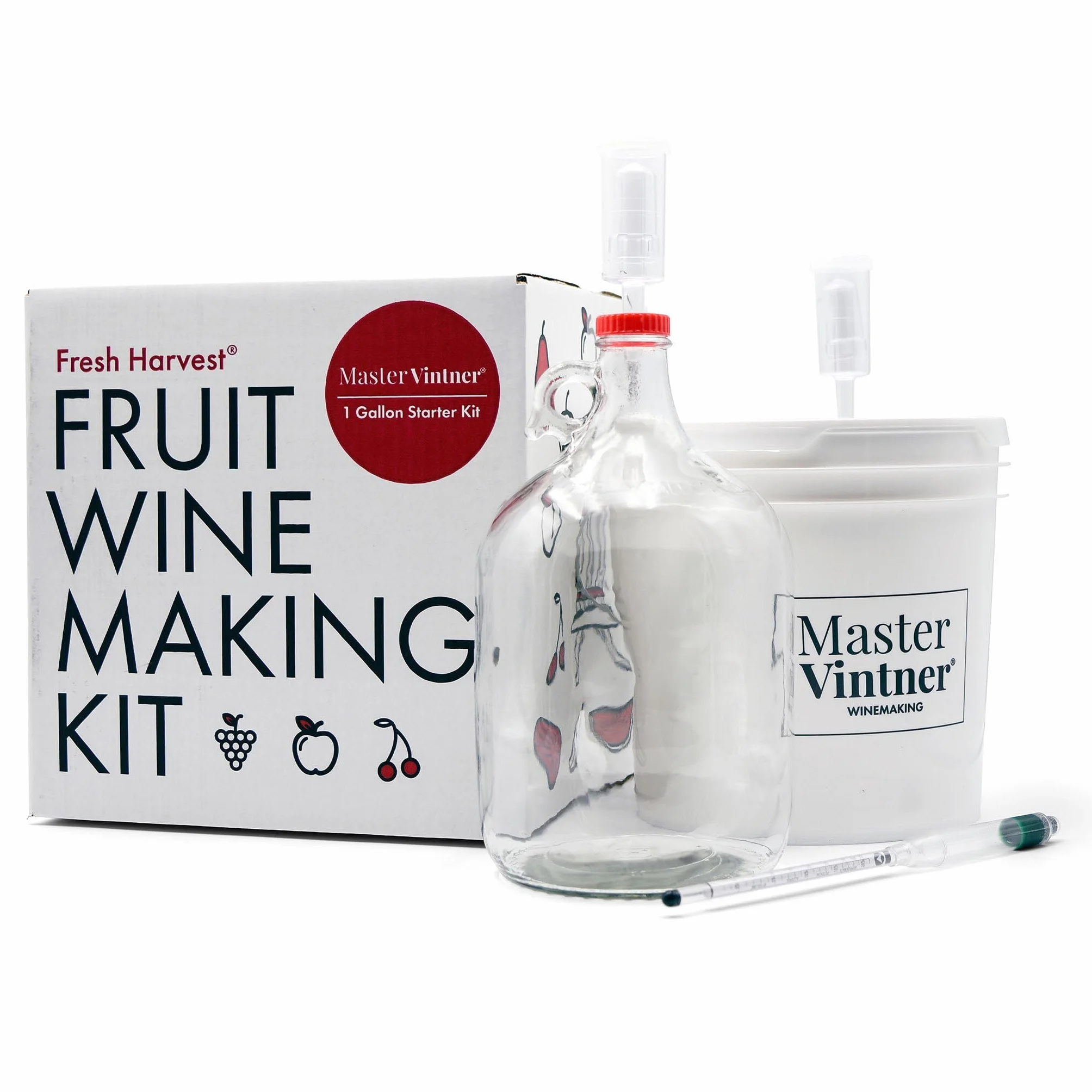 Master Vintner Frische Ernte 1 Liter Homemade Small Batch Obst Wine Making Kit – 2 Liter Kunststoff fermentor mit Deckel Equipment