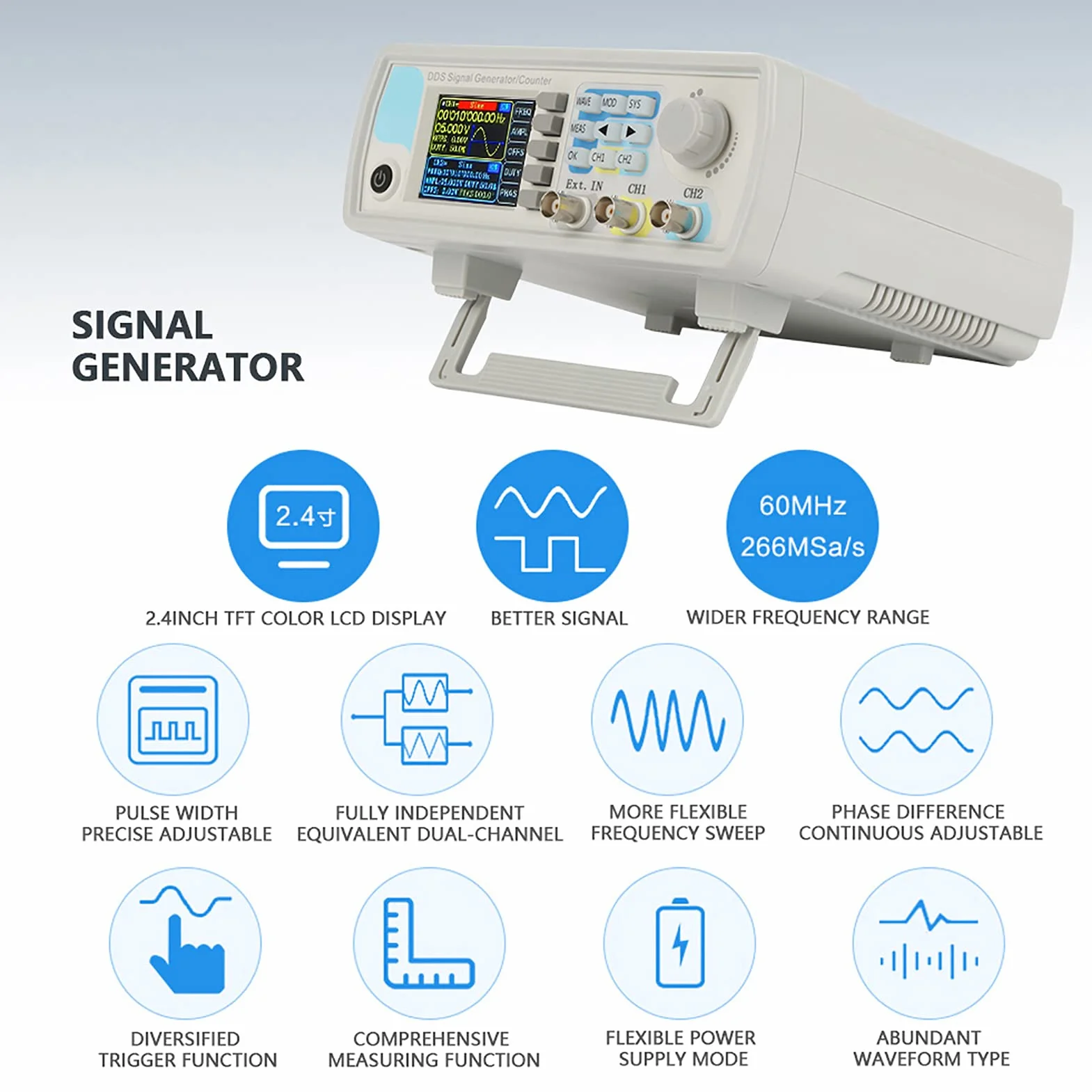 JDS6600 DDS-Signalgenerator ， Hochpräzisionszähler Digitalsteuerung Sinusfrequenz AC100-240V (US-Vorschriften60 Hz)(15HZ)