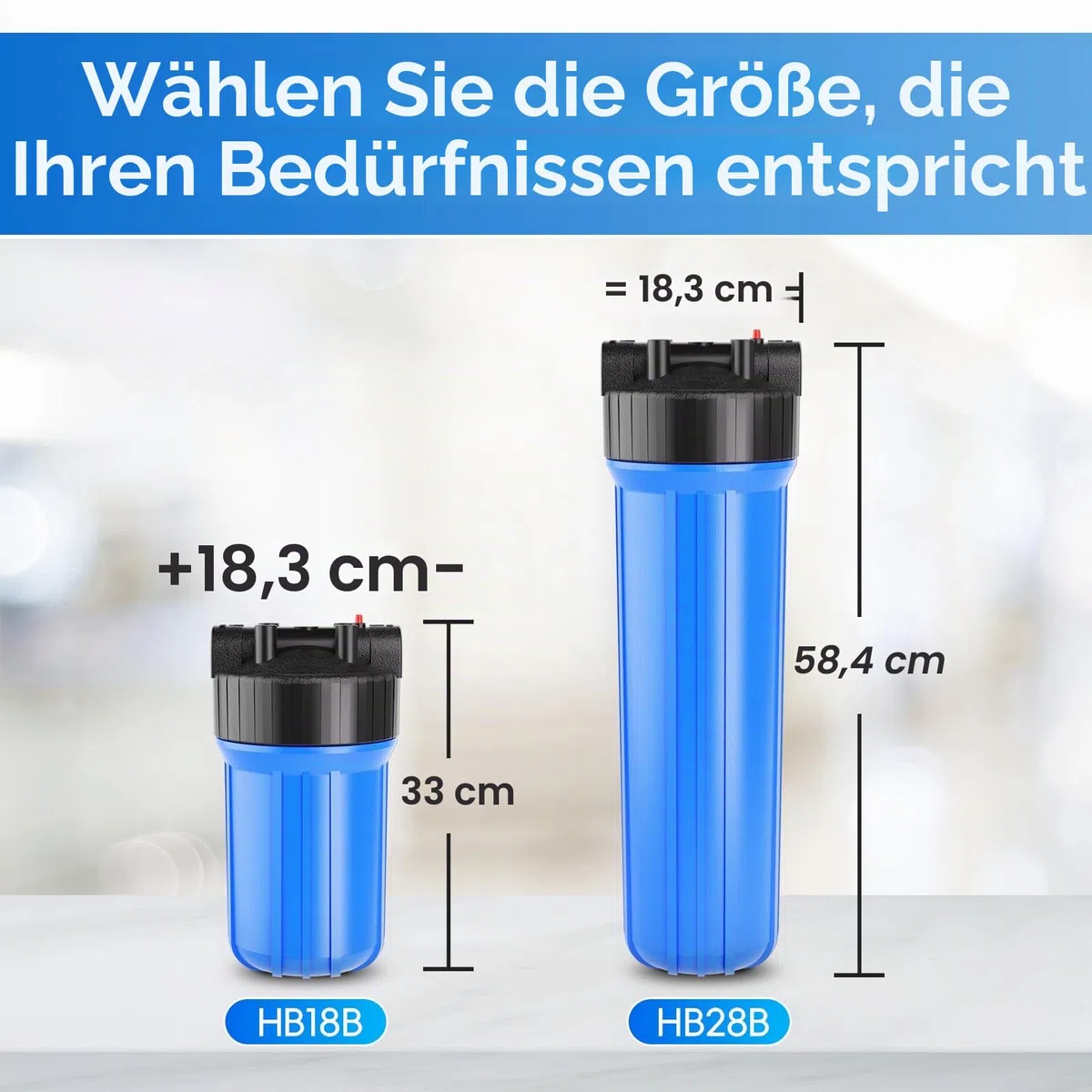 iSpring HB28B 20 Zoll Wasserfiltergehäuse für das ganze Haus, passend für 4,5 x 20 Zoll Kartusche, 1 Zoll Auslass/Einlass