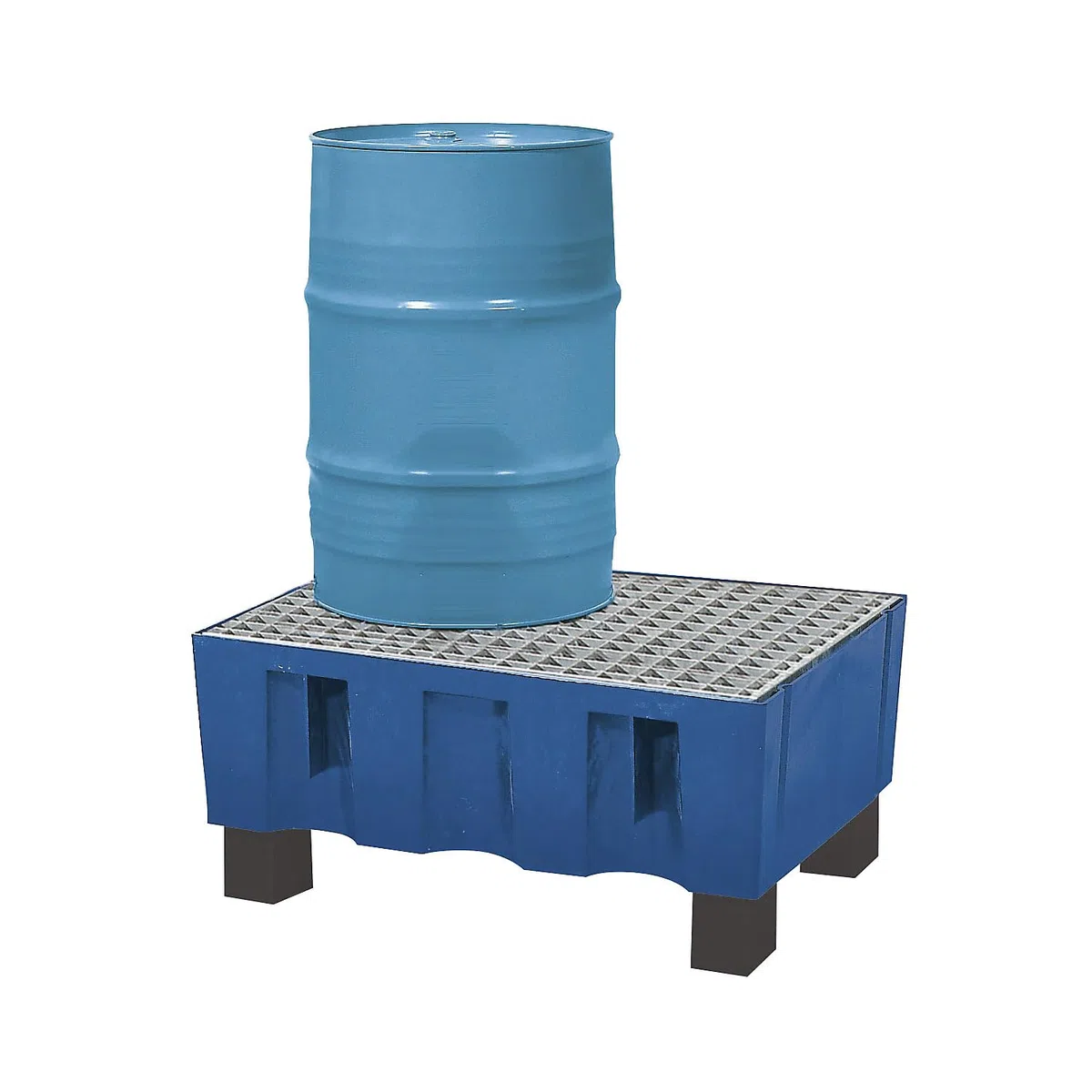 kaiserkraft | PE-Auffangwanne für 60-Liter-Fässer | Auffangvolumen 60 l | mit vier Füßen | mit verzinktem Gitterrost