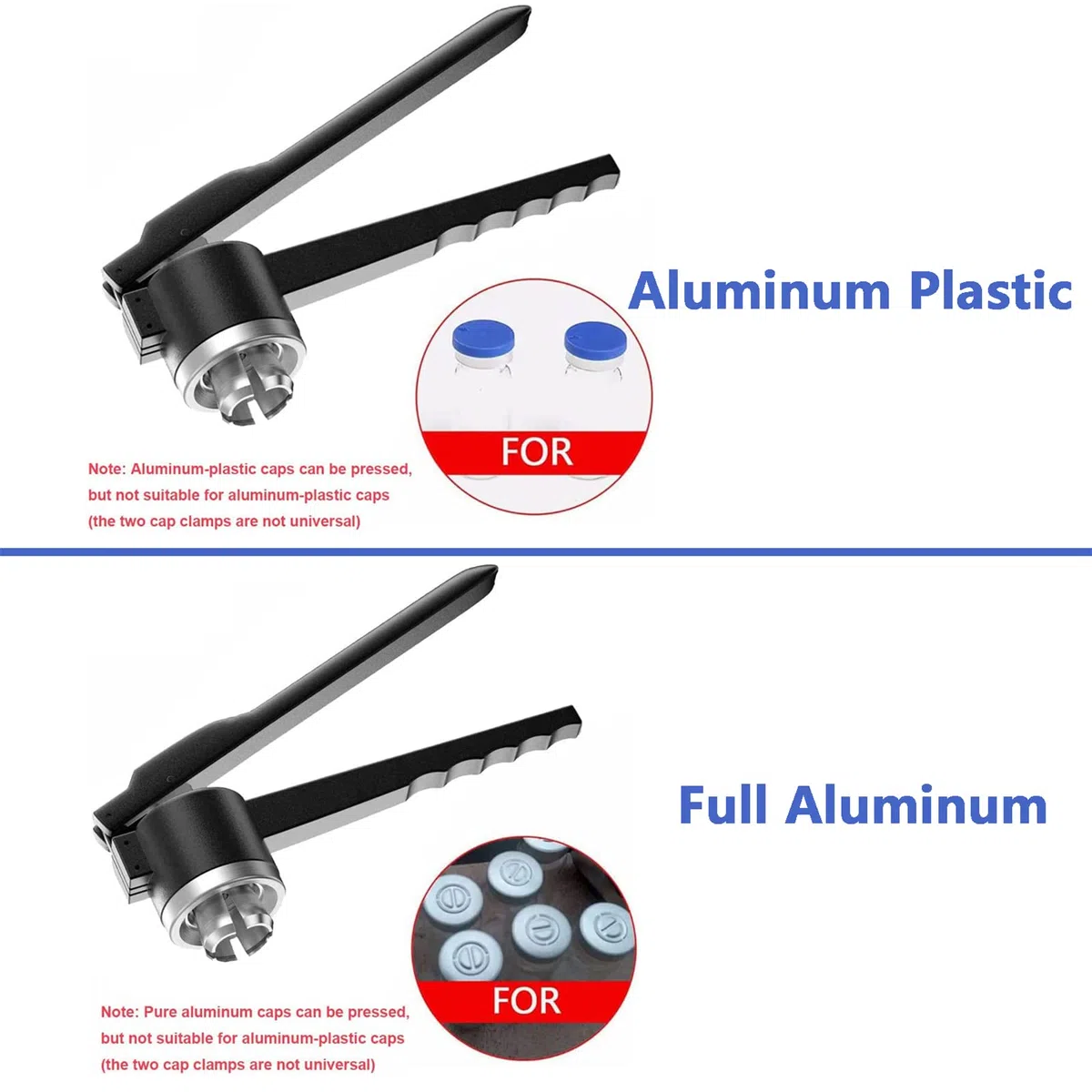 13 mm/20 mm Flip-Off-Fläschchen-Bördelzange, manuelle Fläschchen-Bördelzange, Flaschenverschluss-Bördelwerkzeug für Aluminium-Kunststoff/Vollaluminium, medizinische Verschlussmaschine, 20–30 Flasche