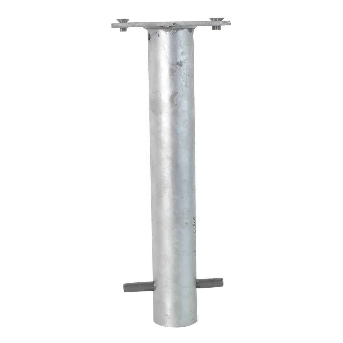 Absperrpfosten 70 x 70 mm umlegbar zum Einbetonieren mit Bodenhülse und Dreikantverschluss nach DIN 3223