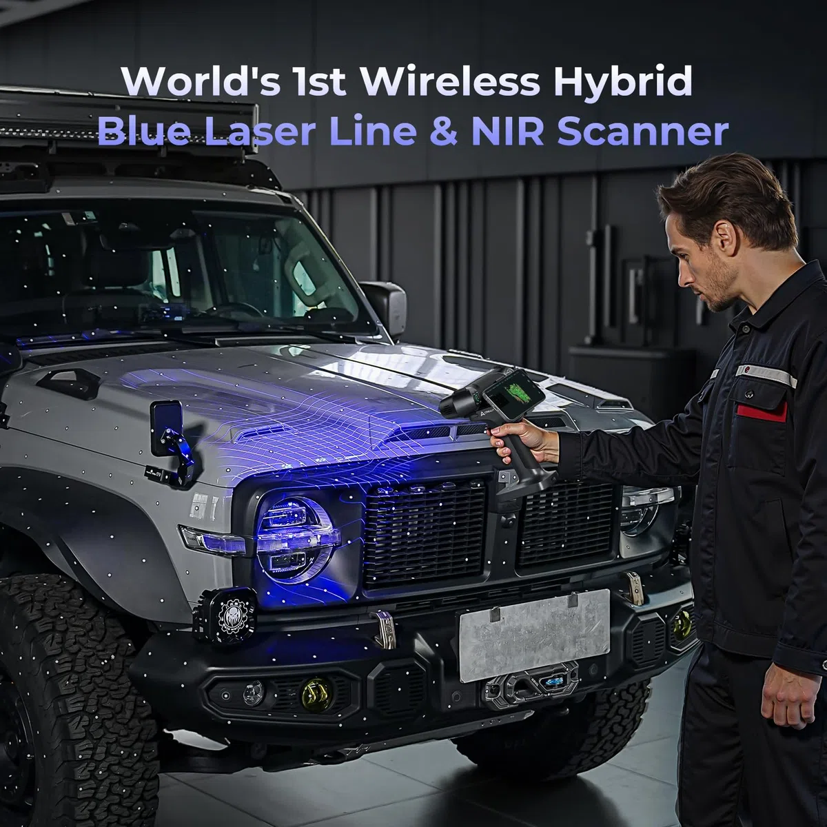 Creality 3D-Scanner Raptor X für den 3D-Druck, 60 fps, 34 Cross Blue Laser & NIR WiFi 6, Handheld-Scanner für Verbraucher, 0,02 mm Genauigkeit, 24-Bit-Schnellscannen in Vollfarbe für Windows und macOS