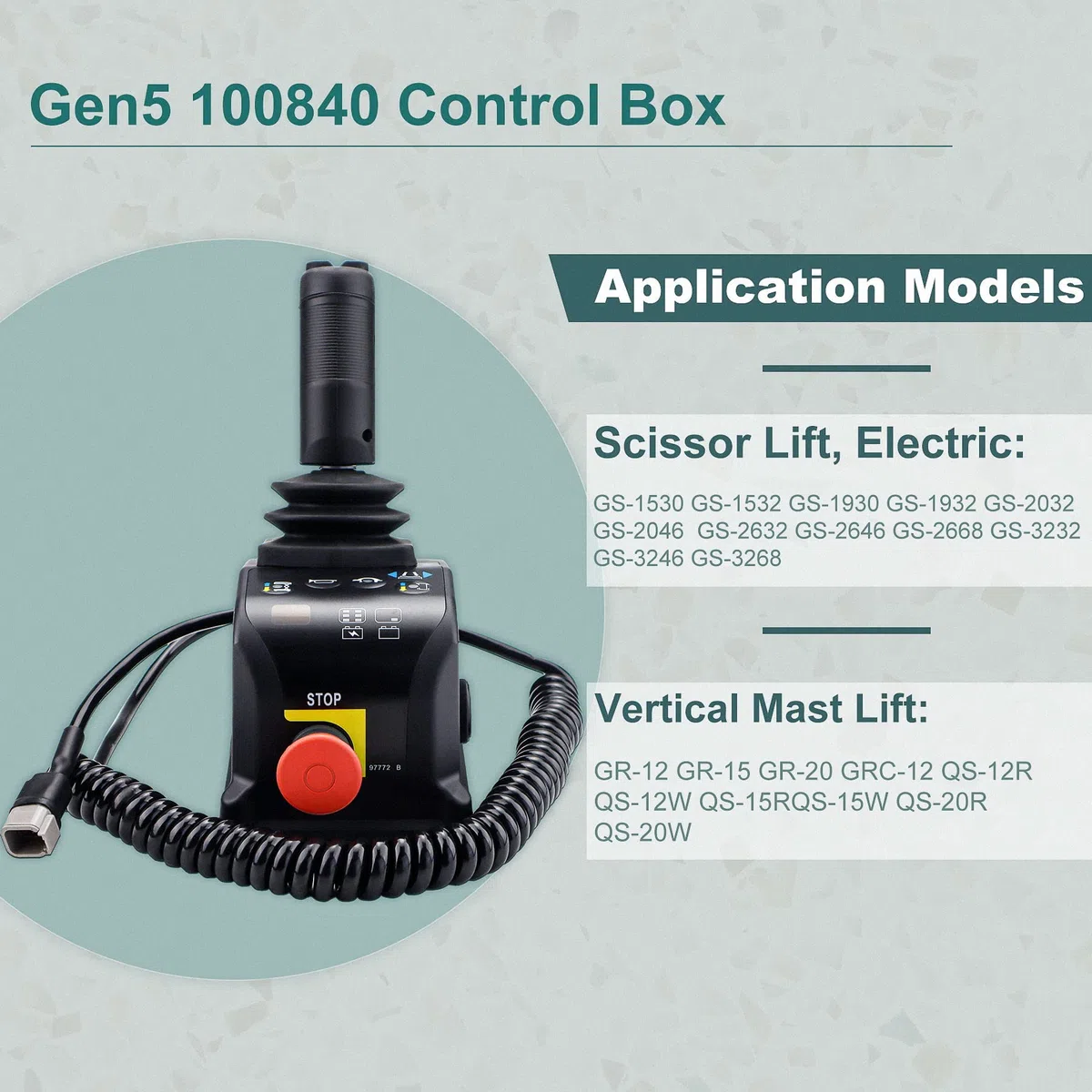 Steuerbox 100840GT für Genie GS-1530 GS-1930 GS-2032 GS-2046 GS-2632 GS-2646 GS-2668 GS-3232 GS-3246 GS-3268 GR-12 GR-15 GR-20 Genie Scherenhebebühne