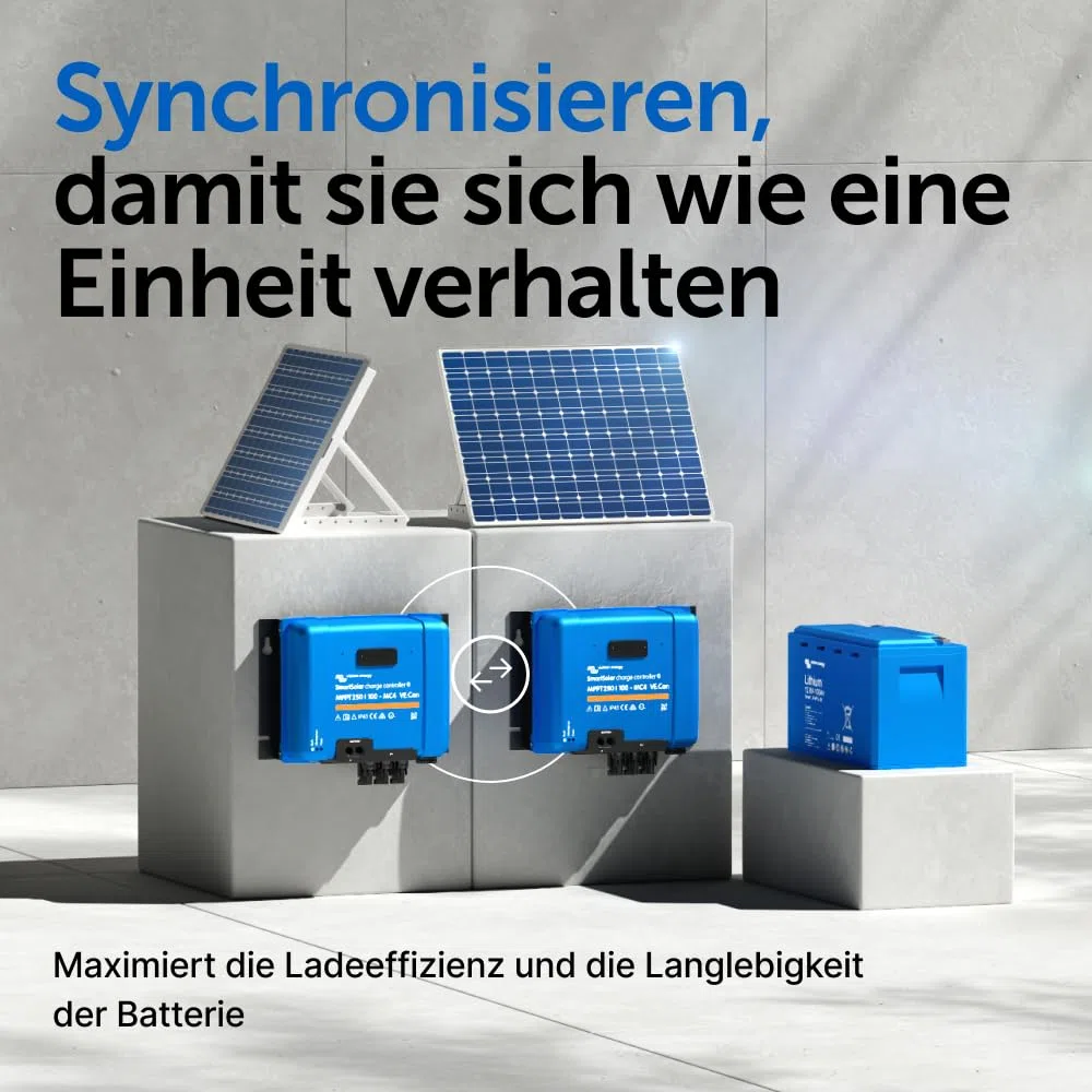Victron Energy SmartSolar MPPT MC4 kompatibel, VE.Can Laderegler (Bluetooth) - Solar Laderegler - 250V, 100 Amp 12/24/36/48-Volt | Bluetooth MPPT Solarladeregler mit MC4 und VE Anschluss Kann getragen werden