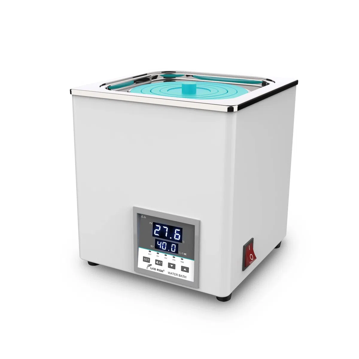 LAB FISH Laborwasserbad 3L, 300W - Einzelbohrung, Edelstahl - Präzisions-Thermostat ±0,1°C - Timer 0-999 Min - LED Display