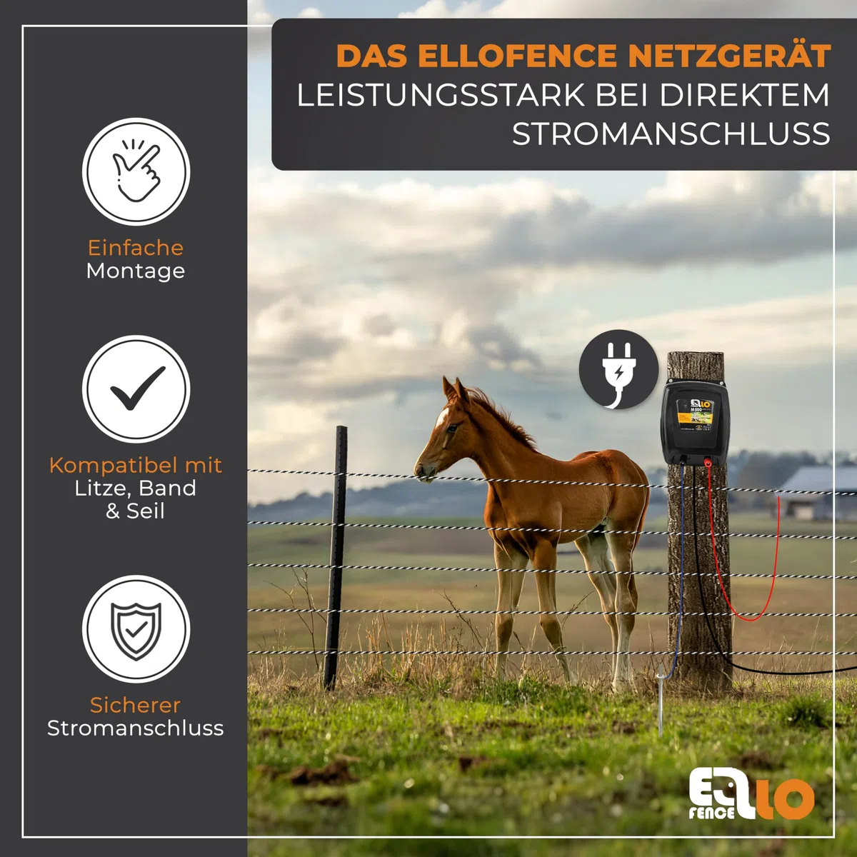 Weidezaungerät 230V Netz (M500) - Extra starkes & leises Elektrozaungerät - Premium Weidegerät für alle Haus- und Nutztiere geeignet - Stromzaungerät mit Zaunkontrollanzeige