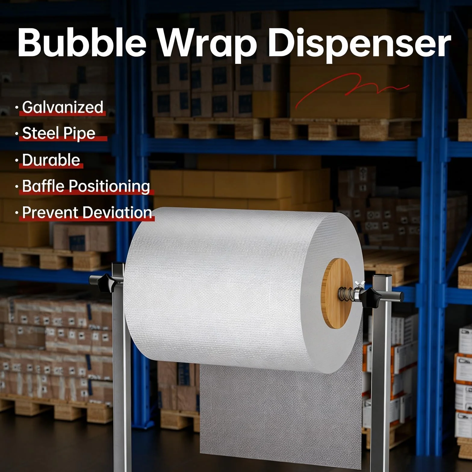 Luftpolsterfolien-Spenderständer, robuster, manueller Halter mit Spannkontrolle, Tisch-Cush-Schaumstoffhalter mit rutschfester Unterseite für Versand und Umzug