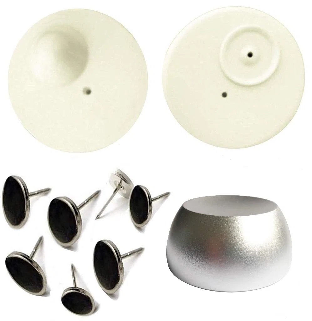 O&W Security Sicherungsetiketten Dummy Set – 250x Etiketten (grau, rechteckig) + 1 Löser/Entferner, ohne Funktion, zur Diebstahlabschreckung im Einzelhandel