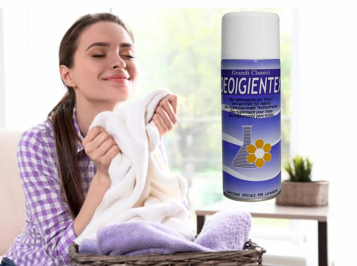 HOME PRO Deo Igientex Desinfektionsspray für Stoffe, Raumduft, Lufterfrischer, Innenraum, desinfiziert Kleidung, Stoffschoner, Essen, Gerüche, Schrank, 4 x 400 ml
