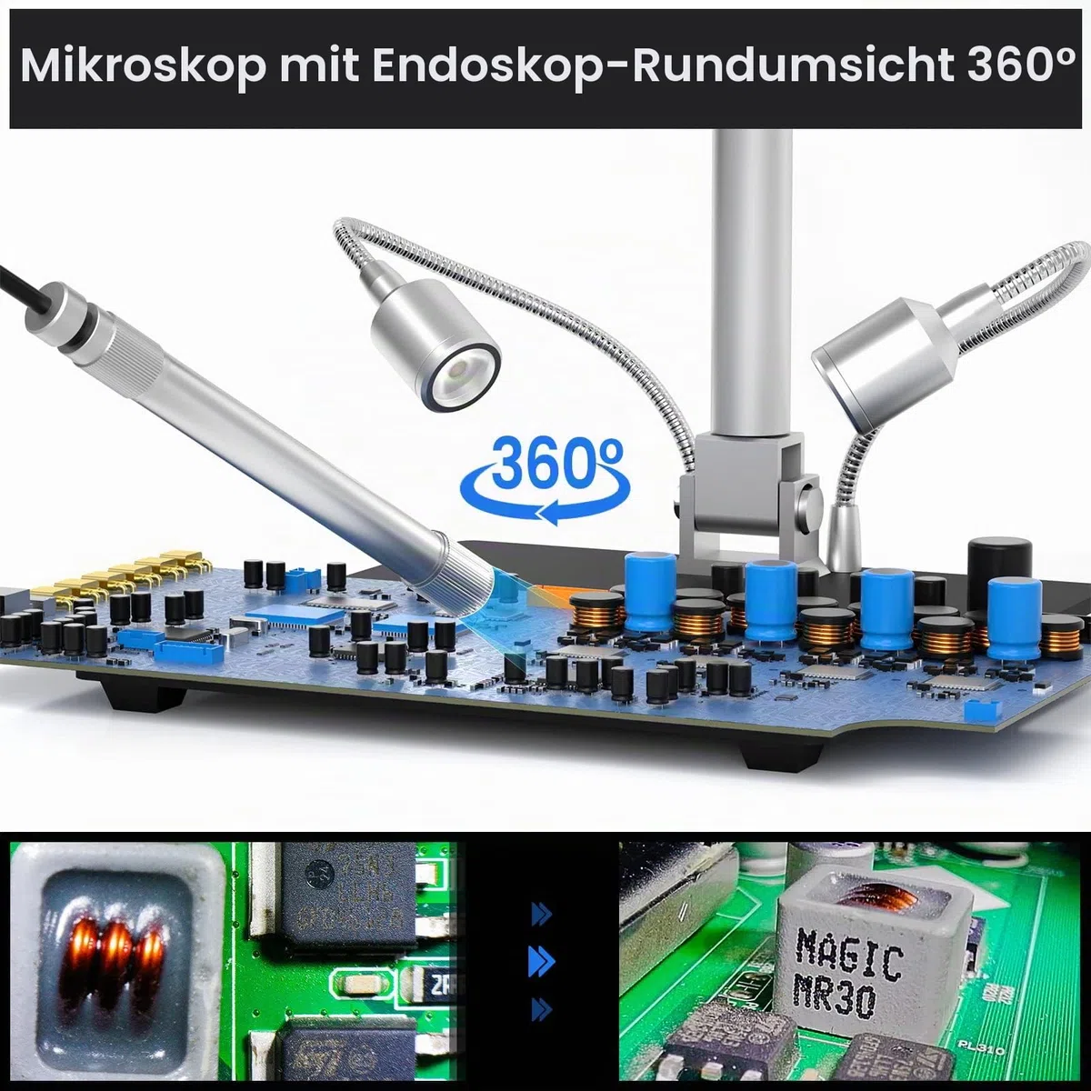 Andonstar AD409 Pro HDMI Digitales Mikroskop mit Endoskop, 10,1 Zoll LCD-Bildschirm Lötmikroskop, 300X USB Elektronische Mikroskopkamera für PCB-Löten, Münzsammlung, unterstützt Windows PC