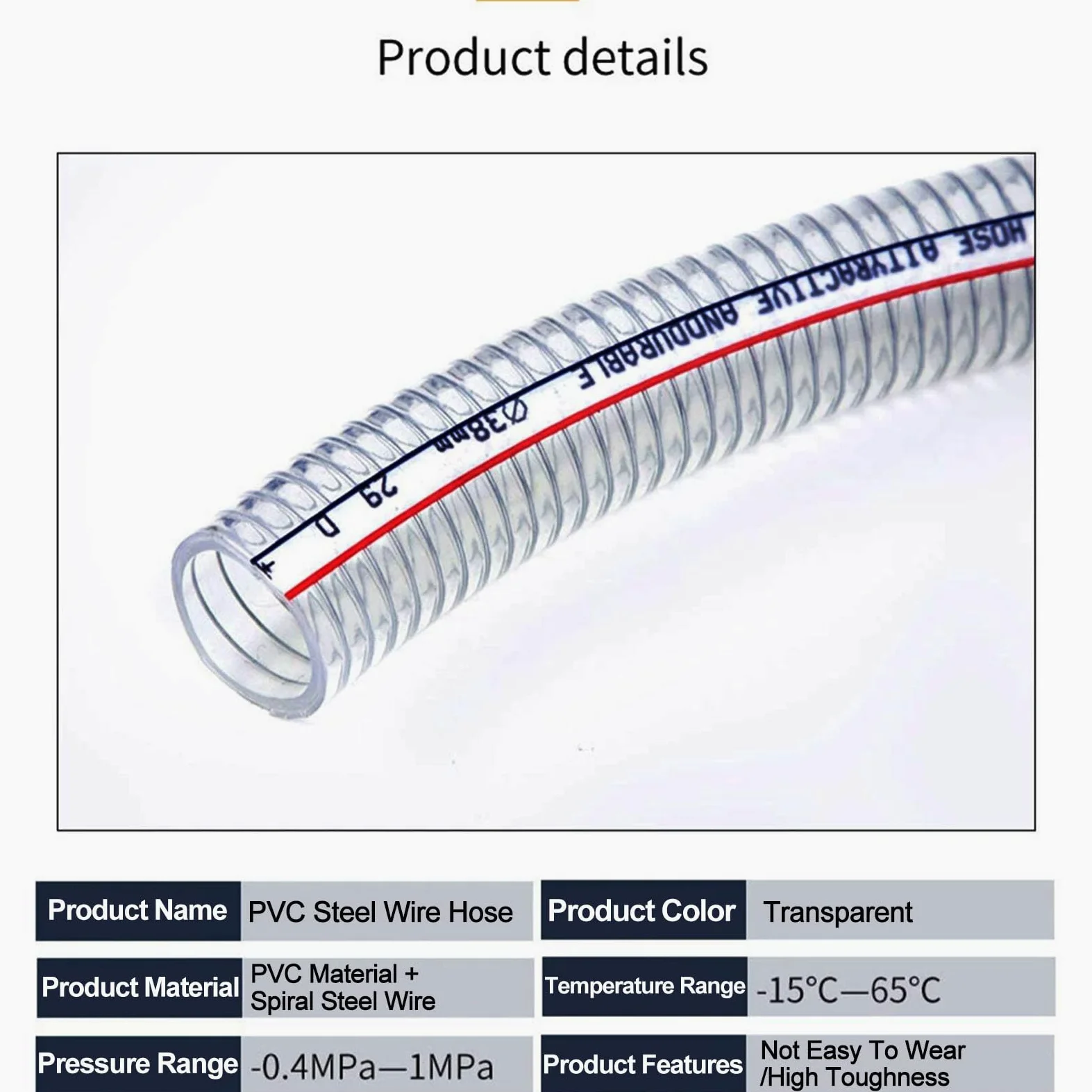 Spiralschlauch aus PVC-Stahldraht | 50–51 mm Boots-Lenzpumpenschlauch
