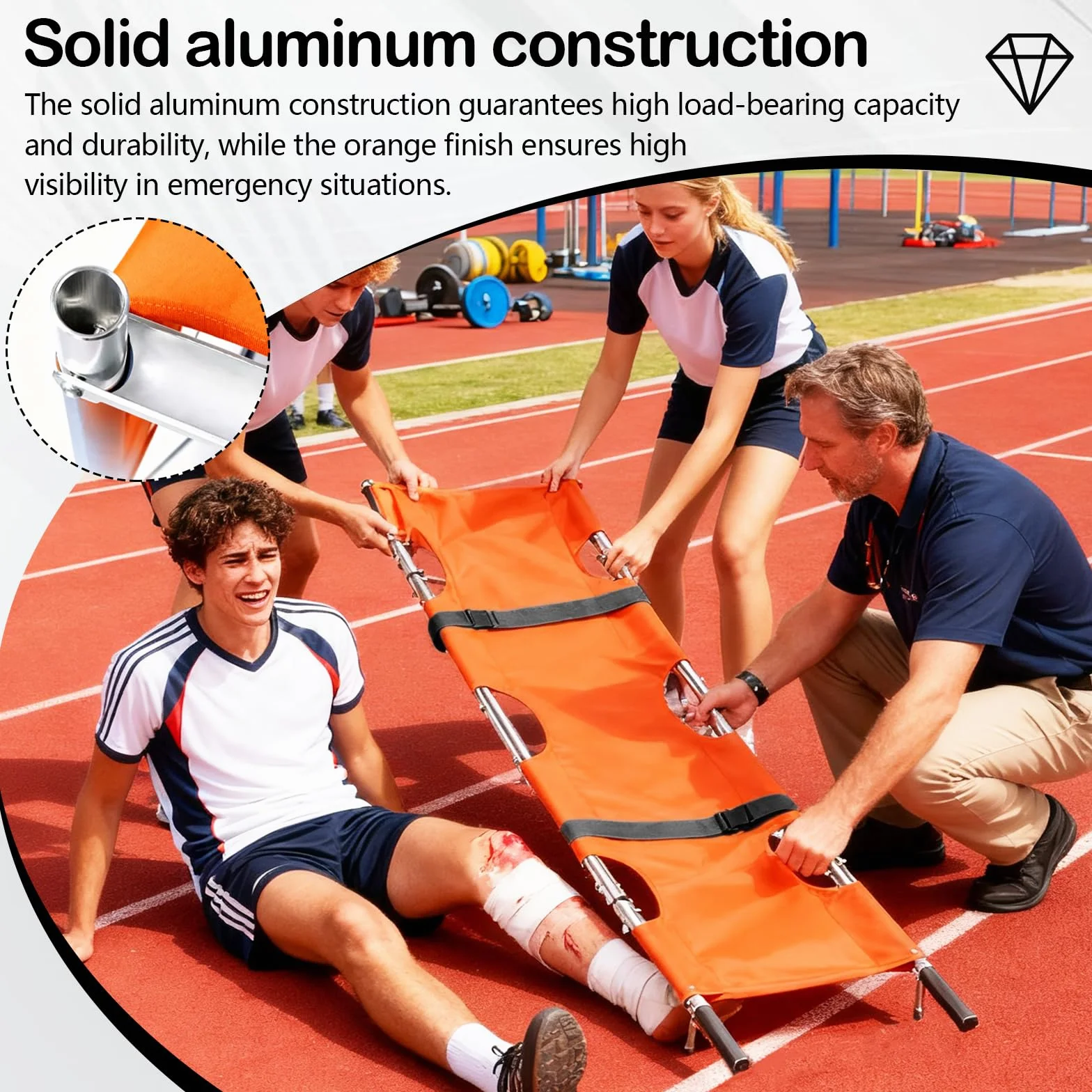 Krankentrage, Klappbare Rettungstuch Professionelle Erste Hilfe Trage Stabile Aluminium Mobile Patiententrage mit Aufbewahrungstasch für Bergrettung und Ferntransport 210x54cm