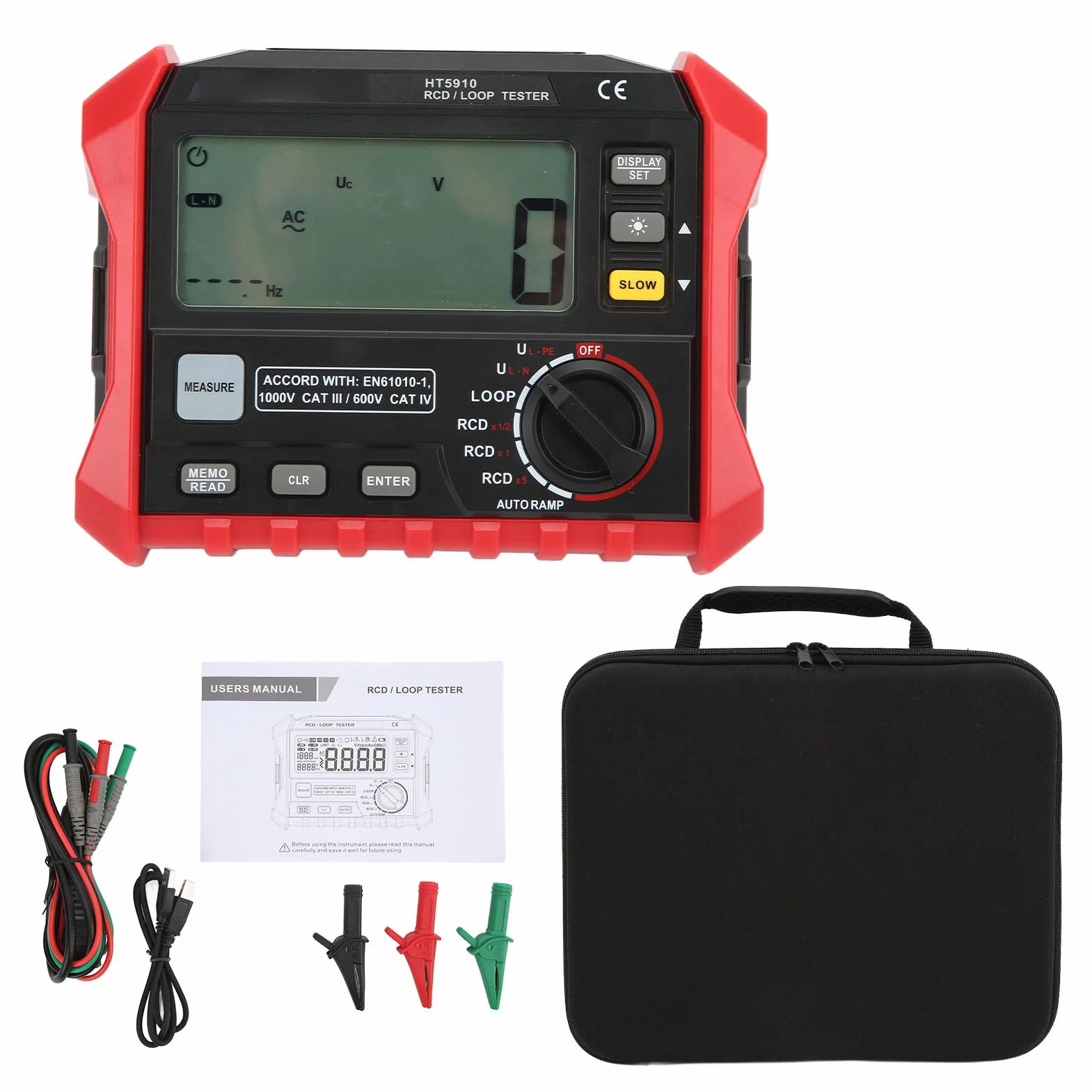 Digitaler Isolationswiderstandstester, RCD-Schleifentest, Multifunktionaler Full-Auto-Range-Messgerät für Elektrische Instrumente, Digitaler Isolationswiderstand