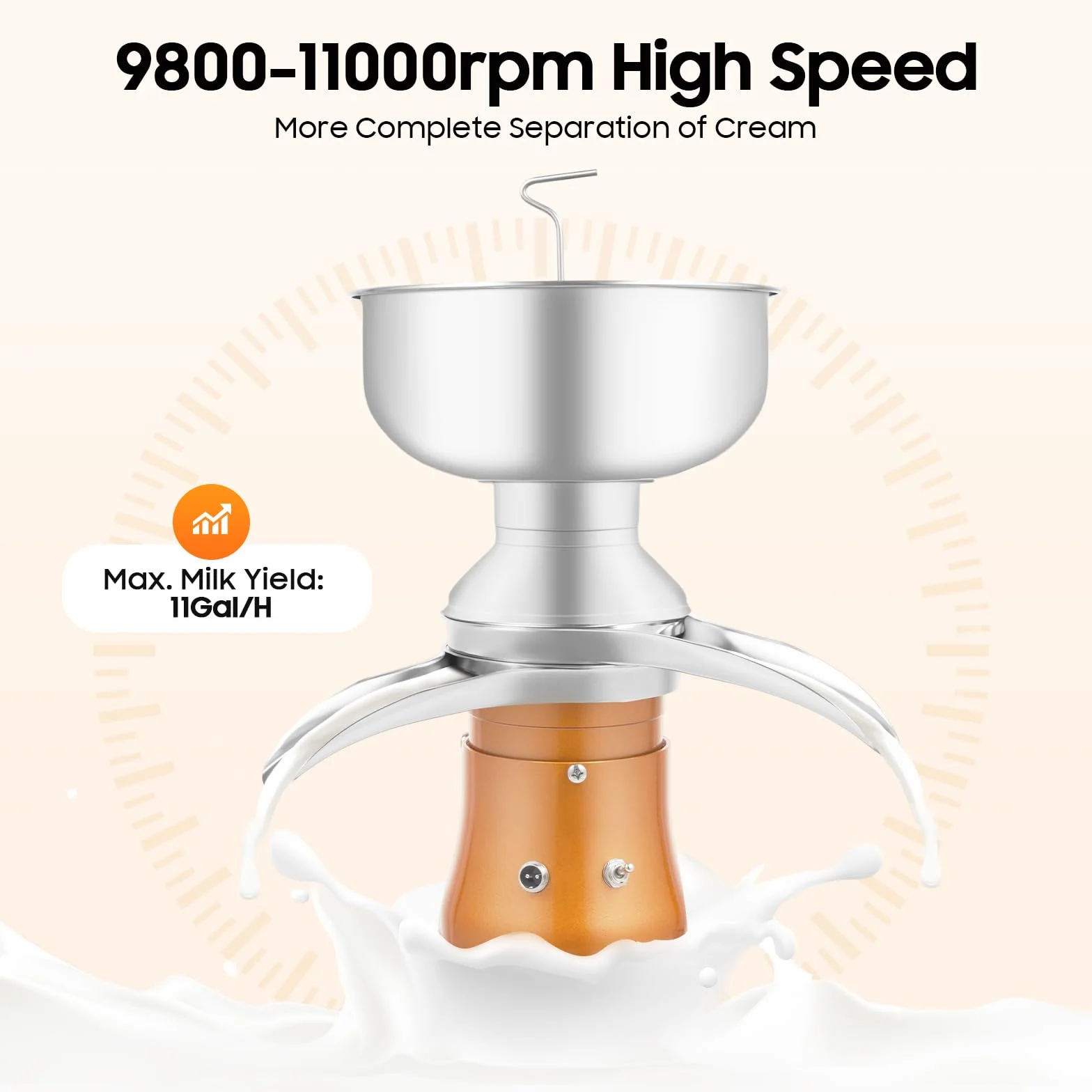 Milchzentrifuge Elektrisch, 5L Milch Zentrifuge Milchseparator Milchcreme Separator für Kuhmilch und Ziegenmilch, Bauernhöfe
