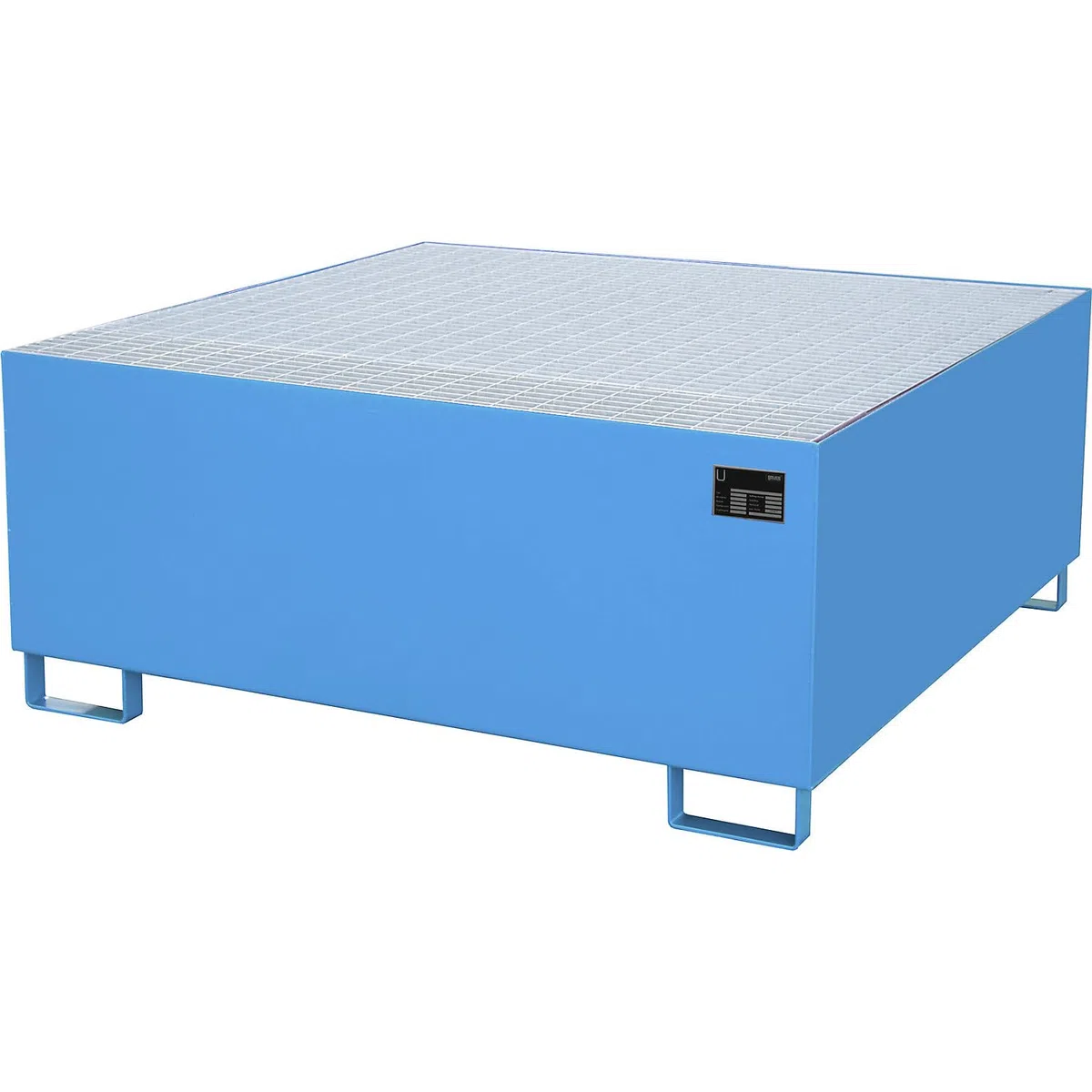 eurokraft | Stahl-Auffangwanne für Tankcontainer IBC/KTC | LxBxH 1460 x 1460 x 630 mm | Auffangvolumen 1000 l | lackiert | Blau RAL 5012