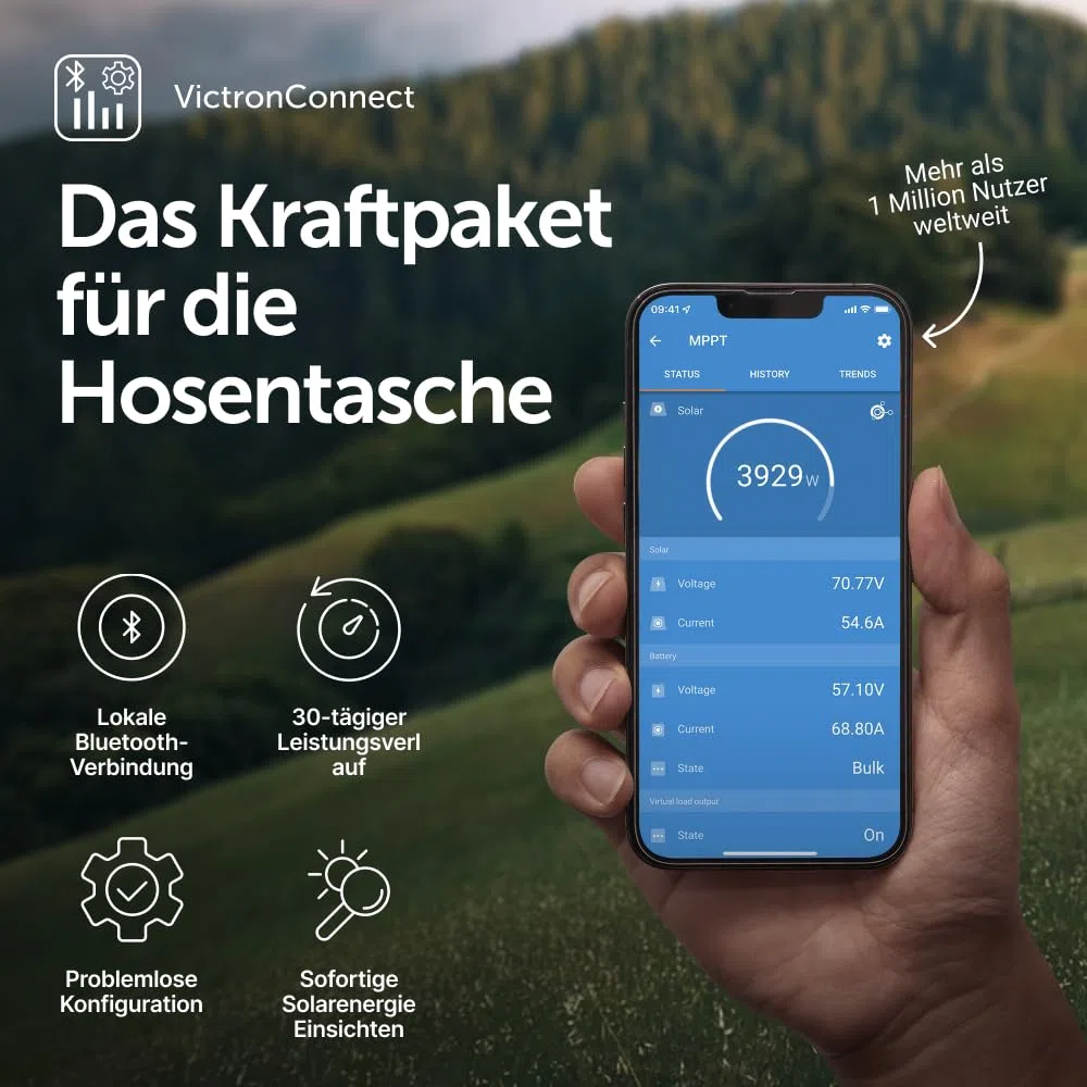 Victron Energy SmartSolar MPPT MC4 kompatibel, VE.Can Laderegler (Bluetooth) - Solar Laderegler - 250V, 100 Amp 12/24/36/48-Volt | Bluetooth MPPT Solarladeregler mit MC4 und VE Anschluss Kann getragen werden